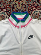 Nike Womens White Rainbow Striped Ribbed Collar Track Jacket - XL
