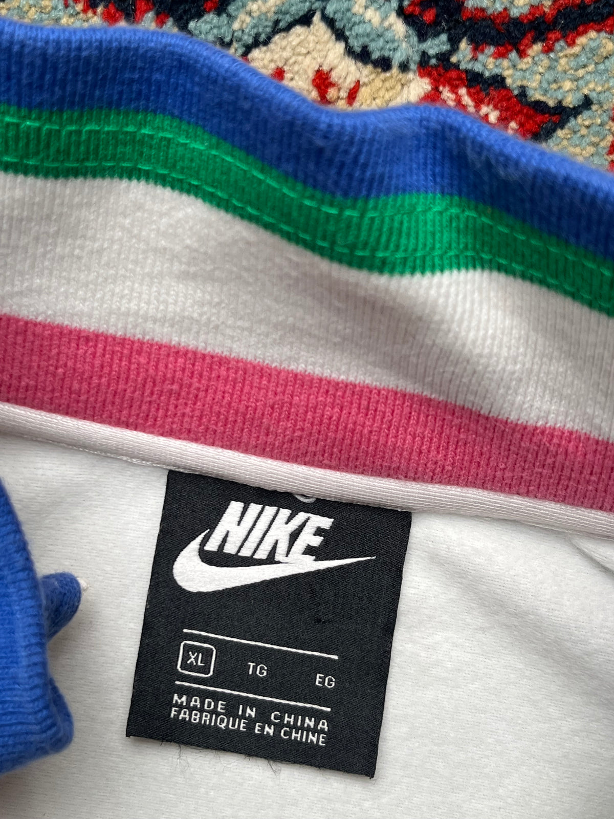 Nike Womens White Rainbow Striped Ribbed Collar Track Jacket - XL
