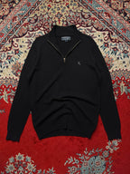 F&F Black Lambswool Embroidered Stag Quarter Zip Knit Sweater - L