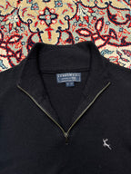F&F Black Lambswool Embroidered Stag Quarter Zip Knit Sweater - L