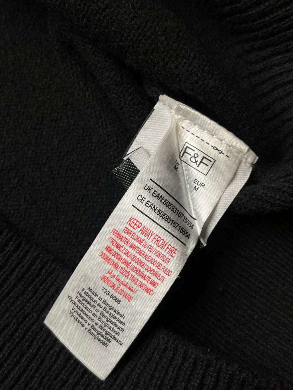 F&F Black Lambswool Embroidered Stag Quarter Zip Knit Sweater - L