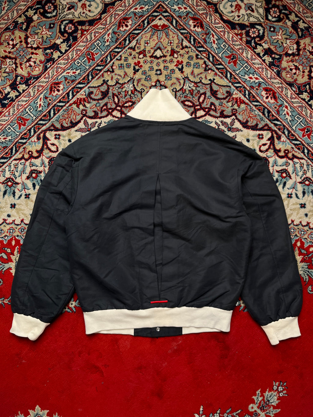 Adidas Originals Black & Off-White Varsity Bomber Jacket - M