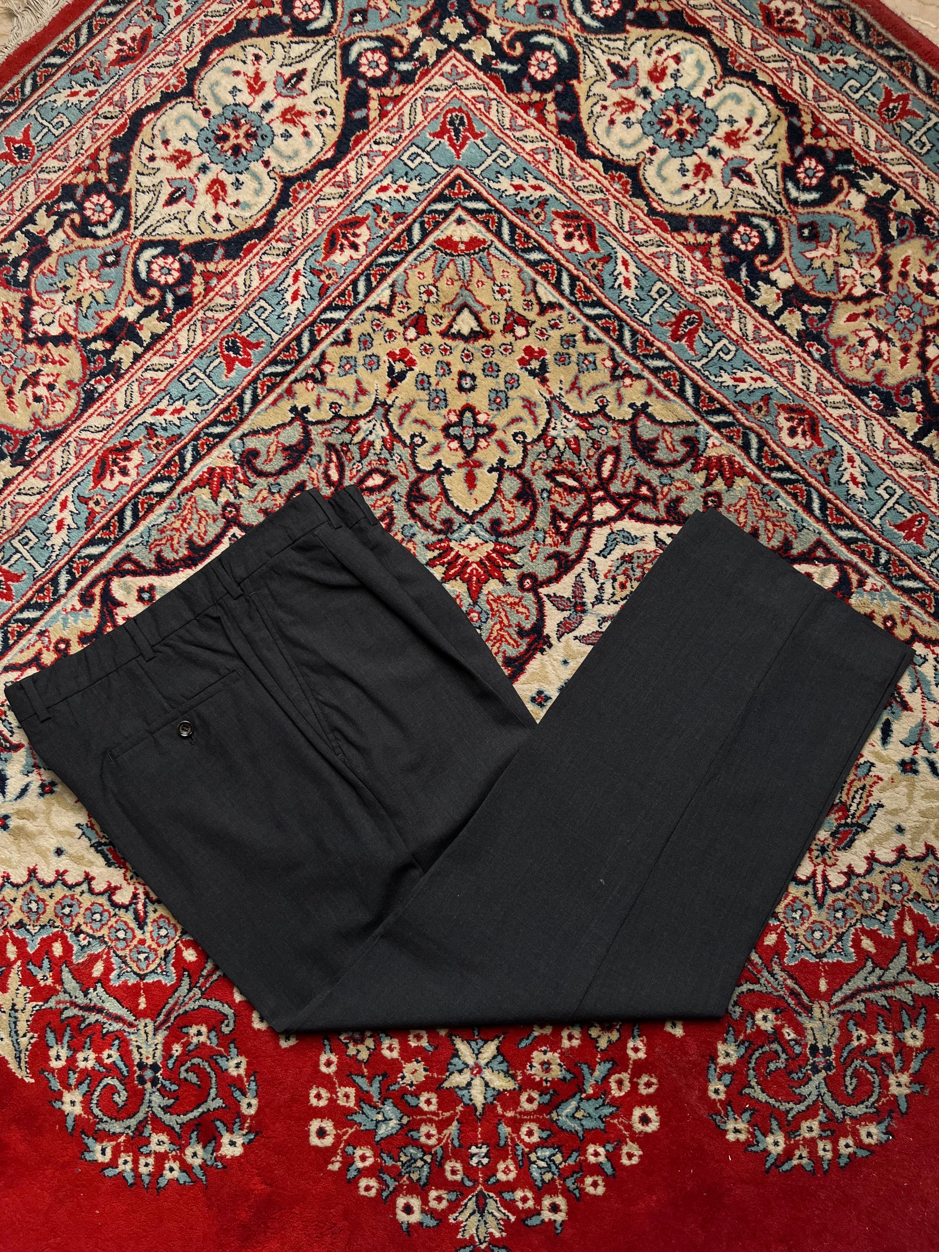 Furest Coleccion Wool Super 120’s Italian Made Charcoal Pleated Luxury DRESS PANTS - 34
