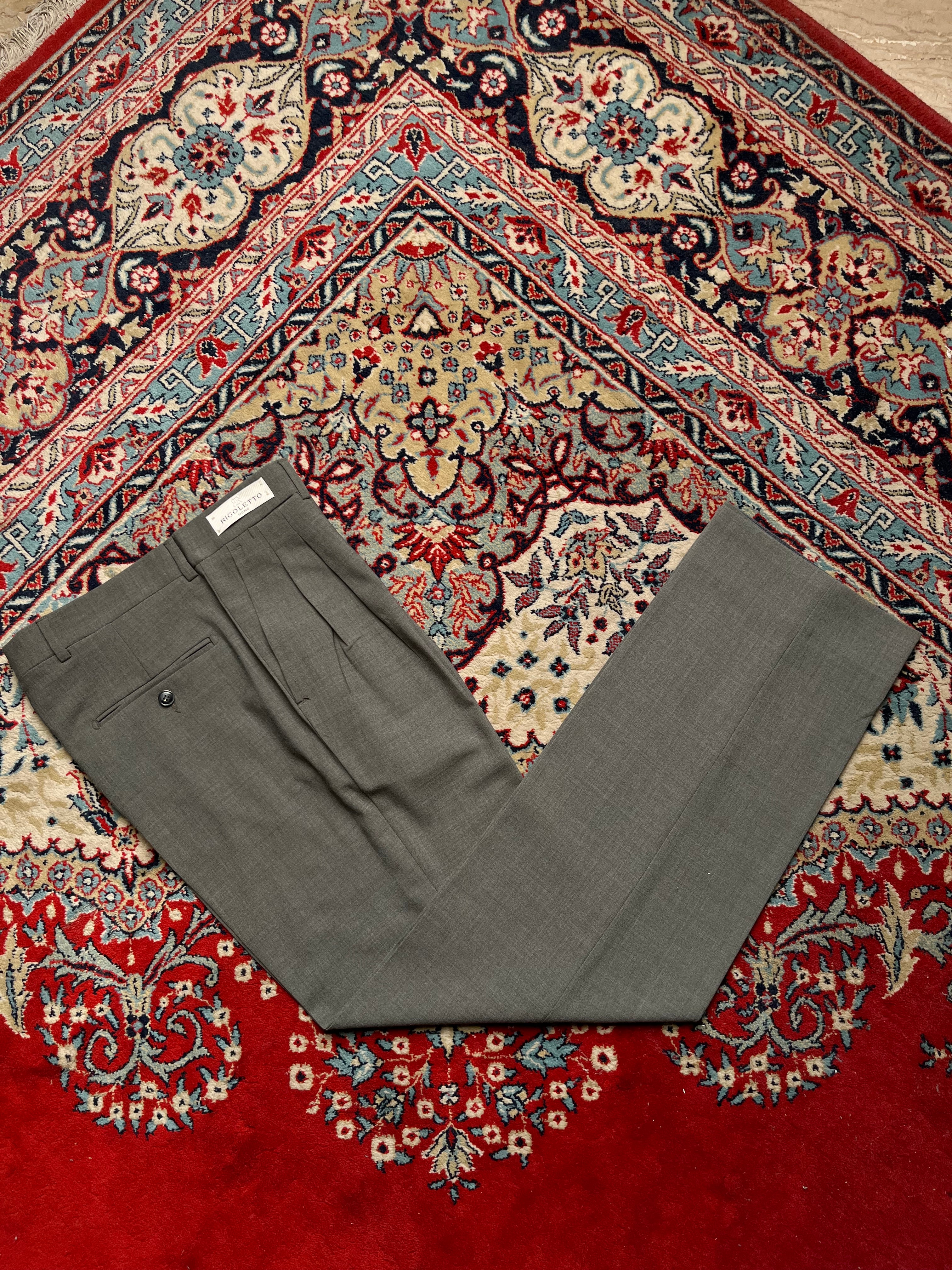 Vintage El Corte Inglés Rigoletto Uomo Gray Pleated Dress PANTS - 32