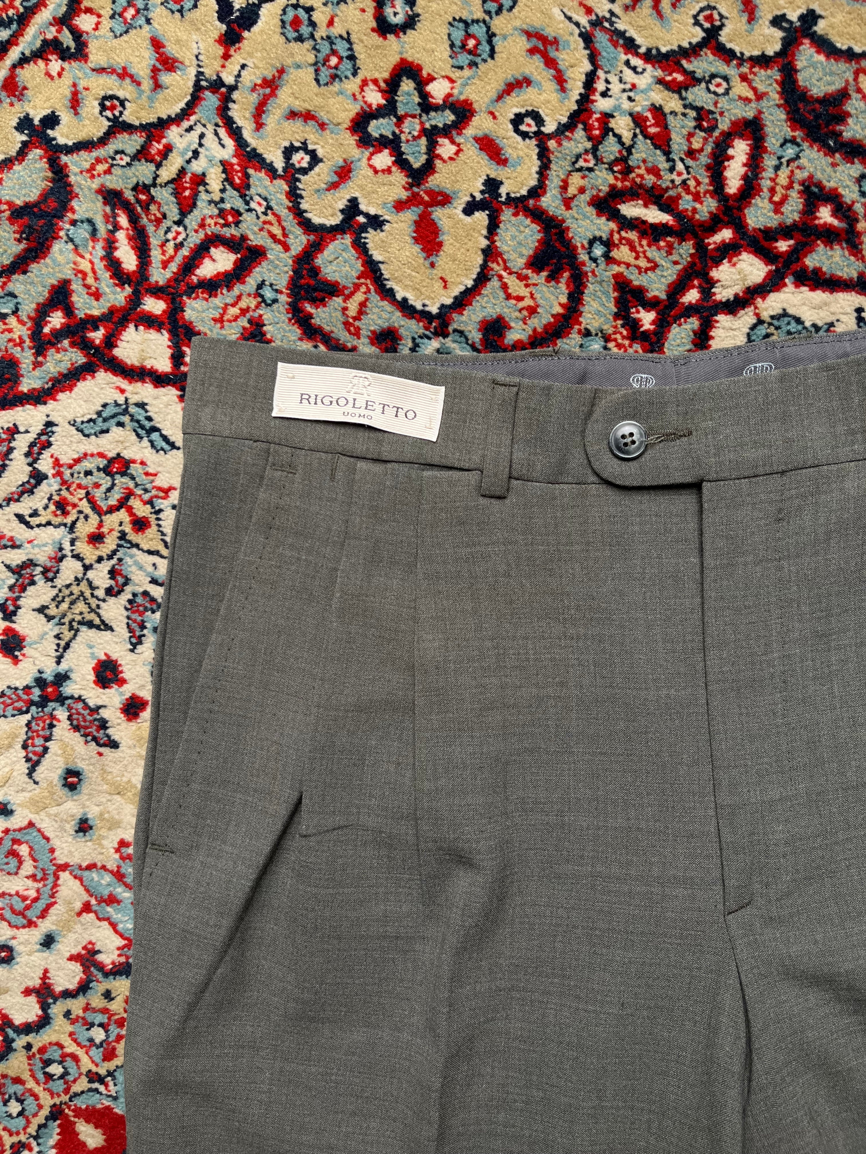 Vintage El Corte Inglés Rigoletto Uomo Gray Pleated Dress PANTS - 32