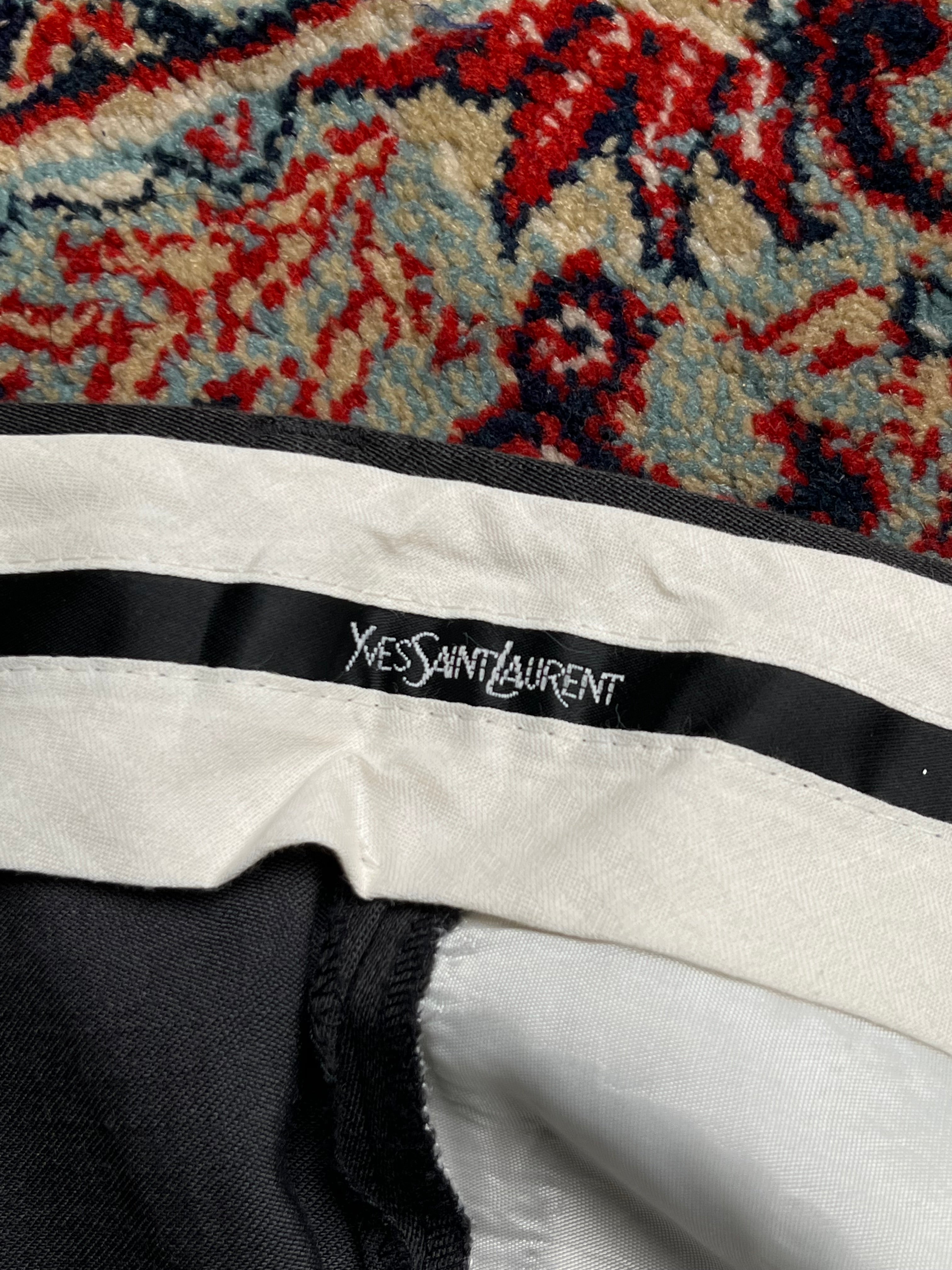YSL Yves Saint Laurent Charcoal Gray Pleated Front Cuffed Luxury Dress PANTS - 32