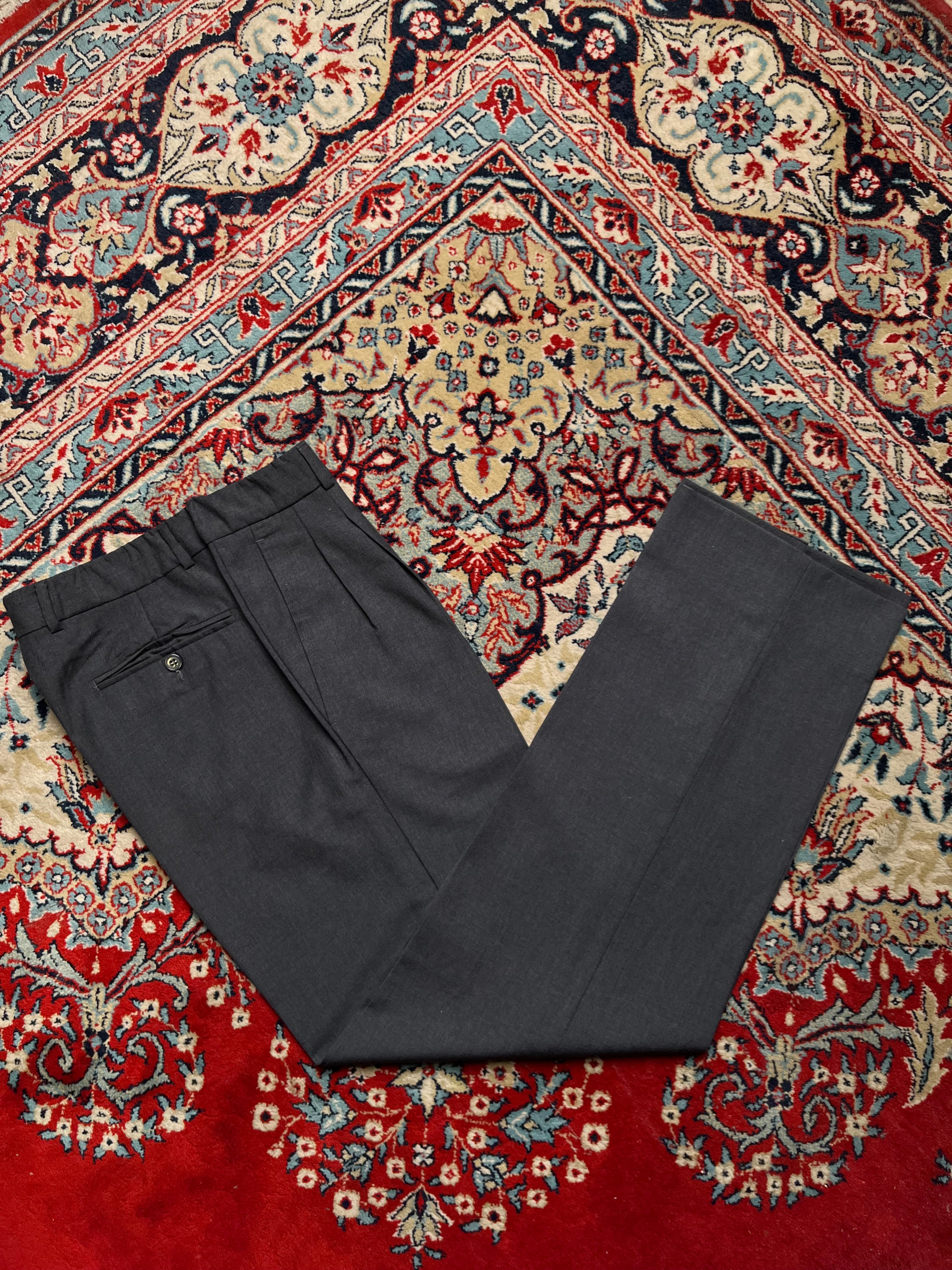 Ermenegildo Zegna Super 100’s Tropical Australian Wool Gray Pleated Luxury Italy Dress PANTS - 30