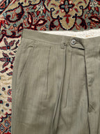 Vintage Kenzo Homme Sage Green Pleated Cuffed Luxury DRESS PANTS - 34
