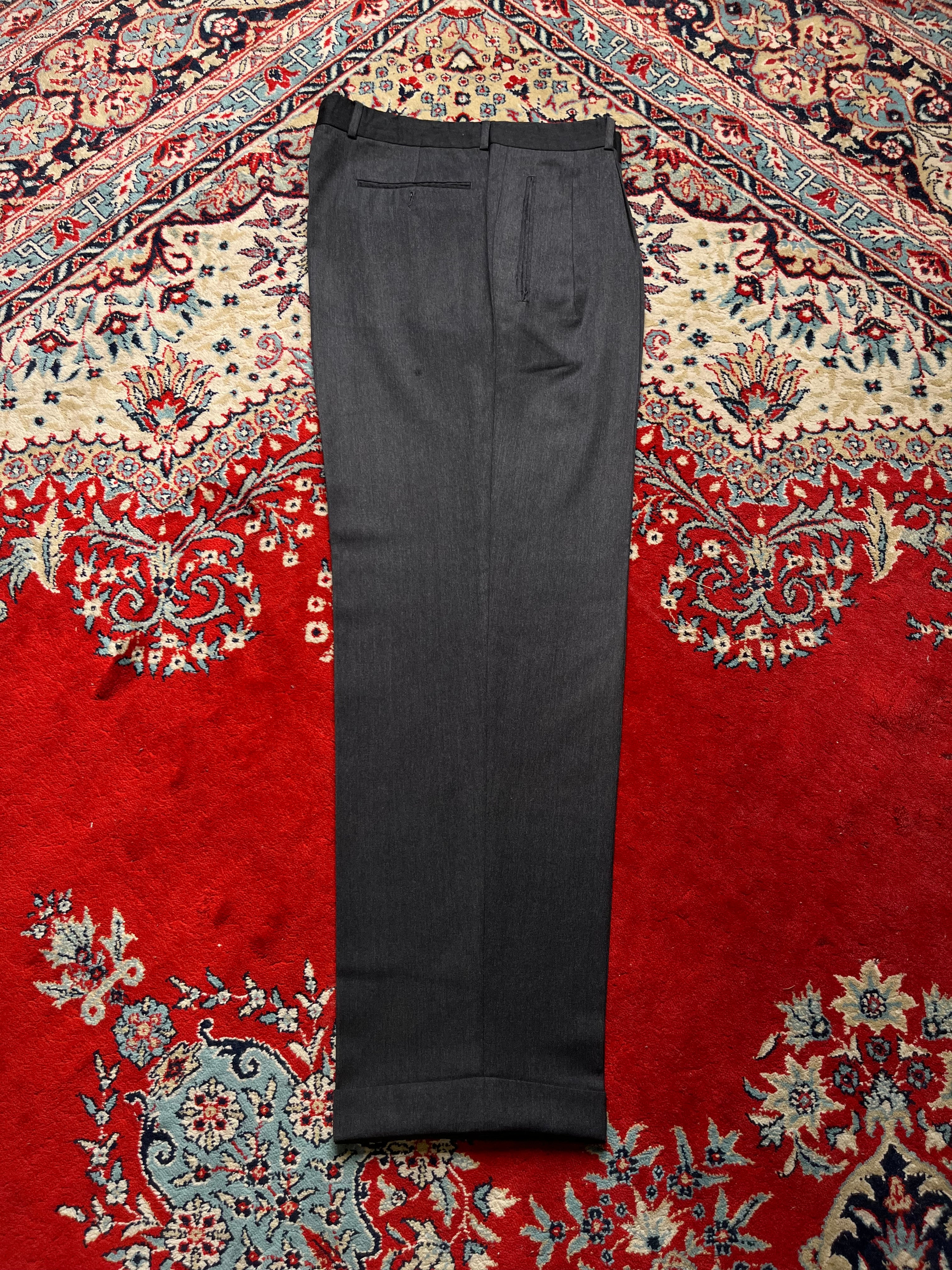 Hugo Boss Charcoal Gray Pleated Cuffed Dress PANTS - 34
