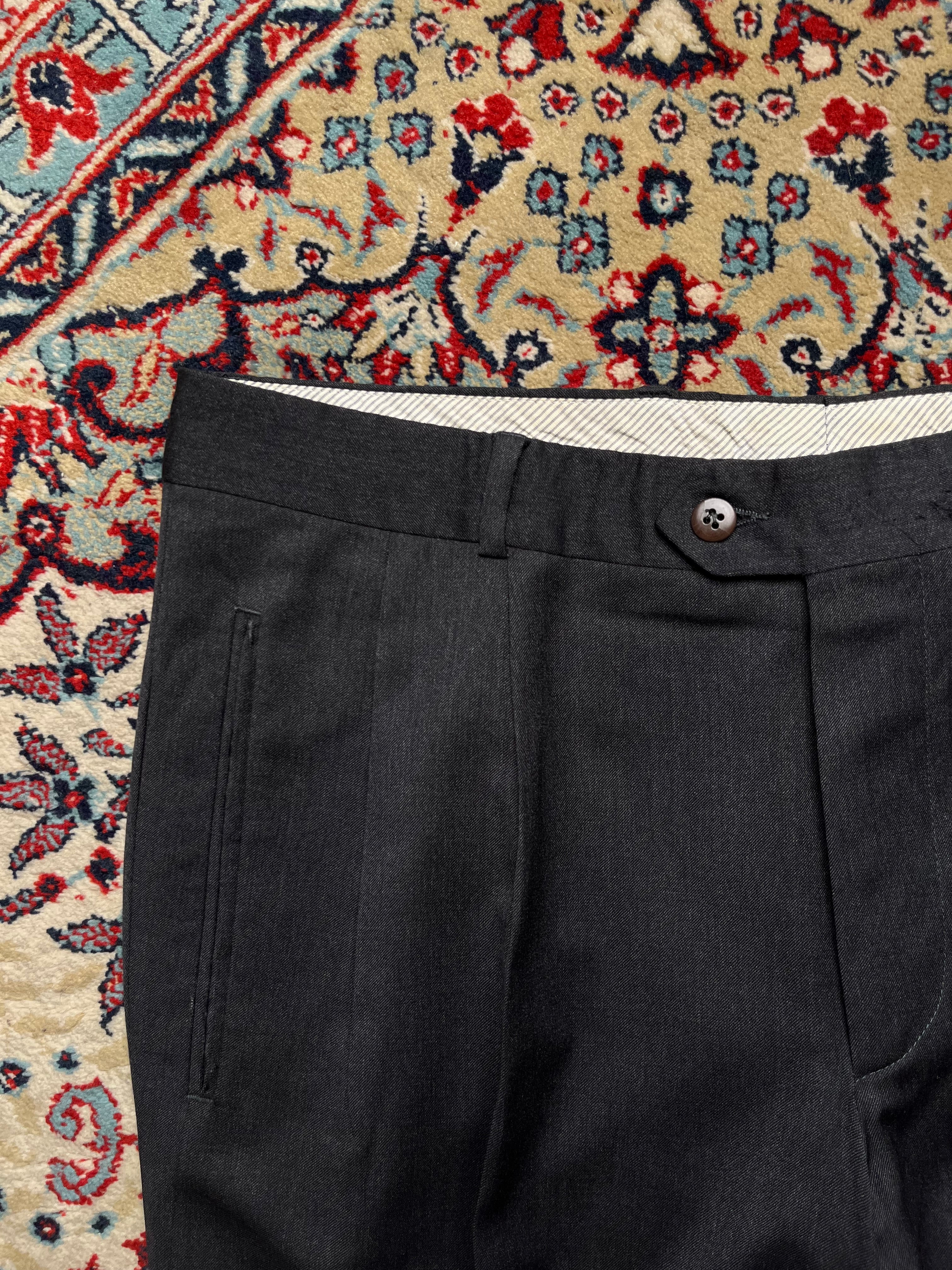 Hugo Boss Charcoal Gray Pleated Cuffed Dress PANTS - 34