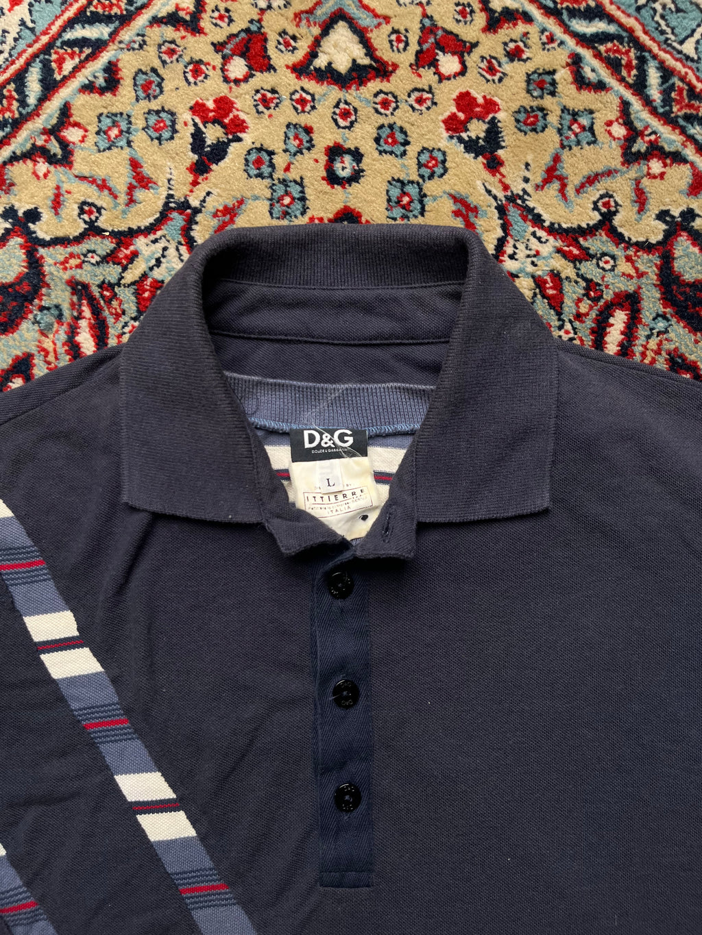 Vintage D&G Dolce & Gabbana Ittierre Layered NAVY BLUE Polo TEE - M