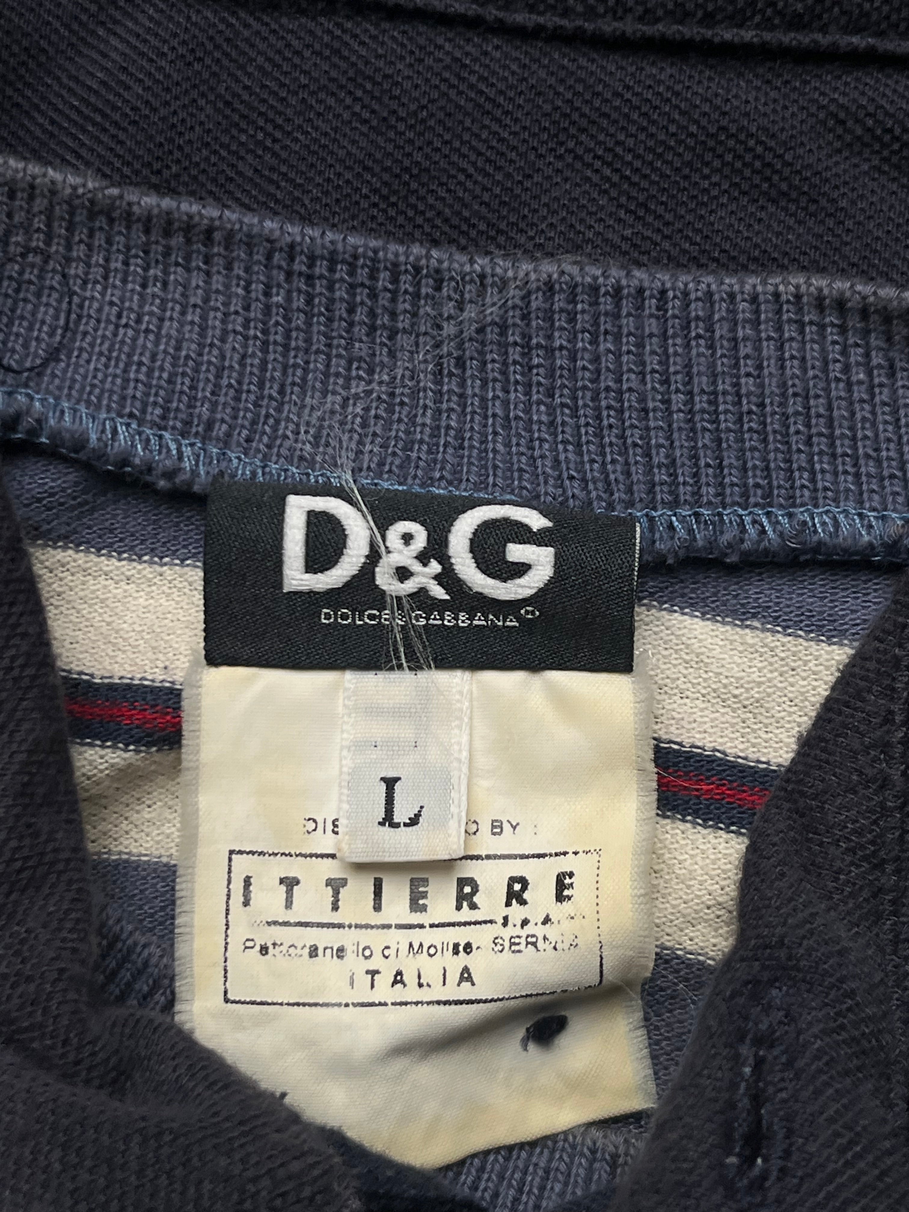 Vintage D&G Dolce & Gabbana Ittierre Layered NAVY BLUE Polo TEE - M