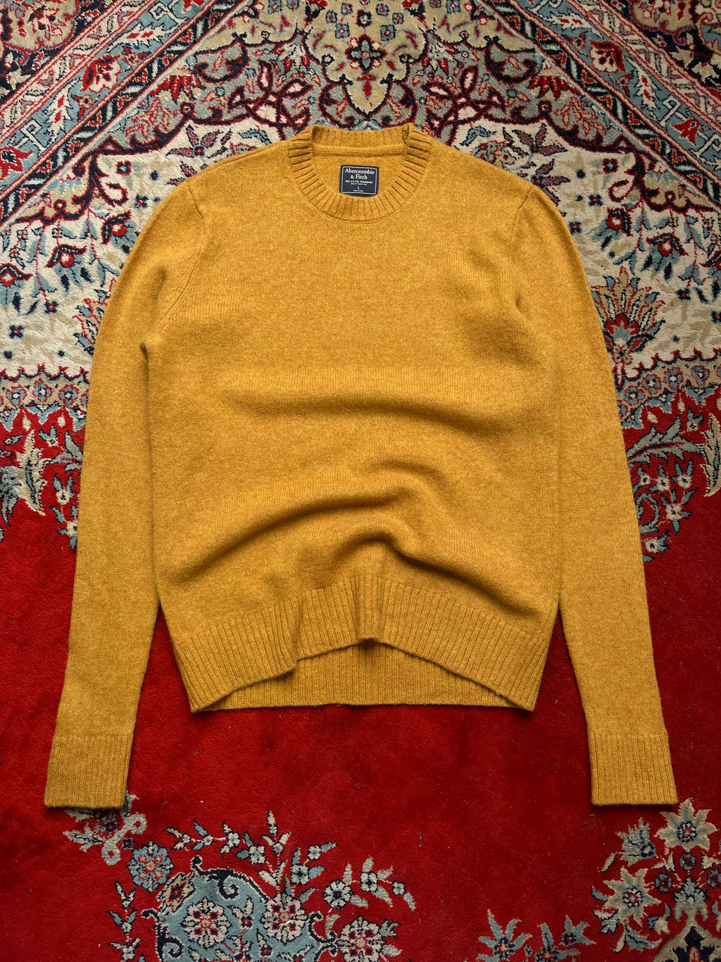 Abercrombie & Fitch Wool Mustard Yellow Crewneck Pullover Sweater - L