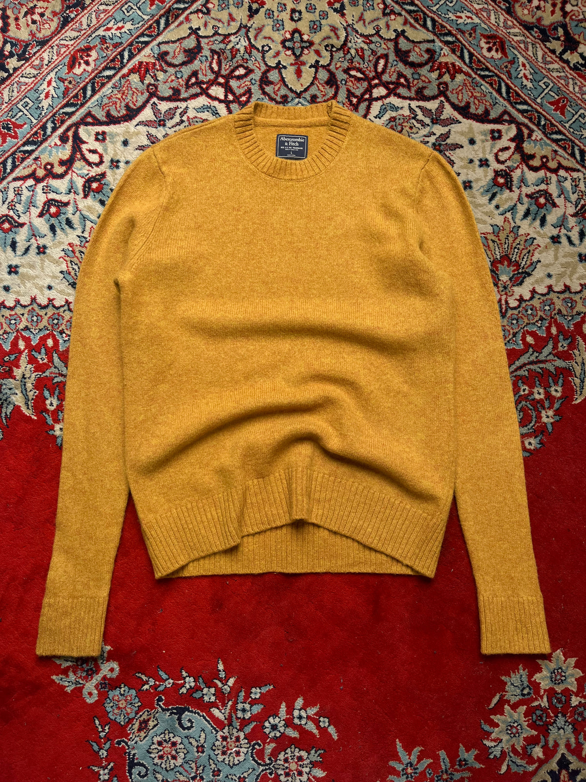 Abercrombie & Fitch Wool Mustard Yellow Crewneck Pullover Sweater - L