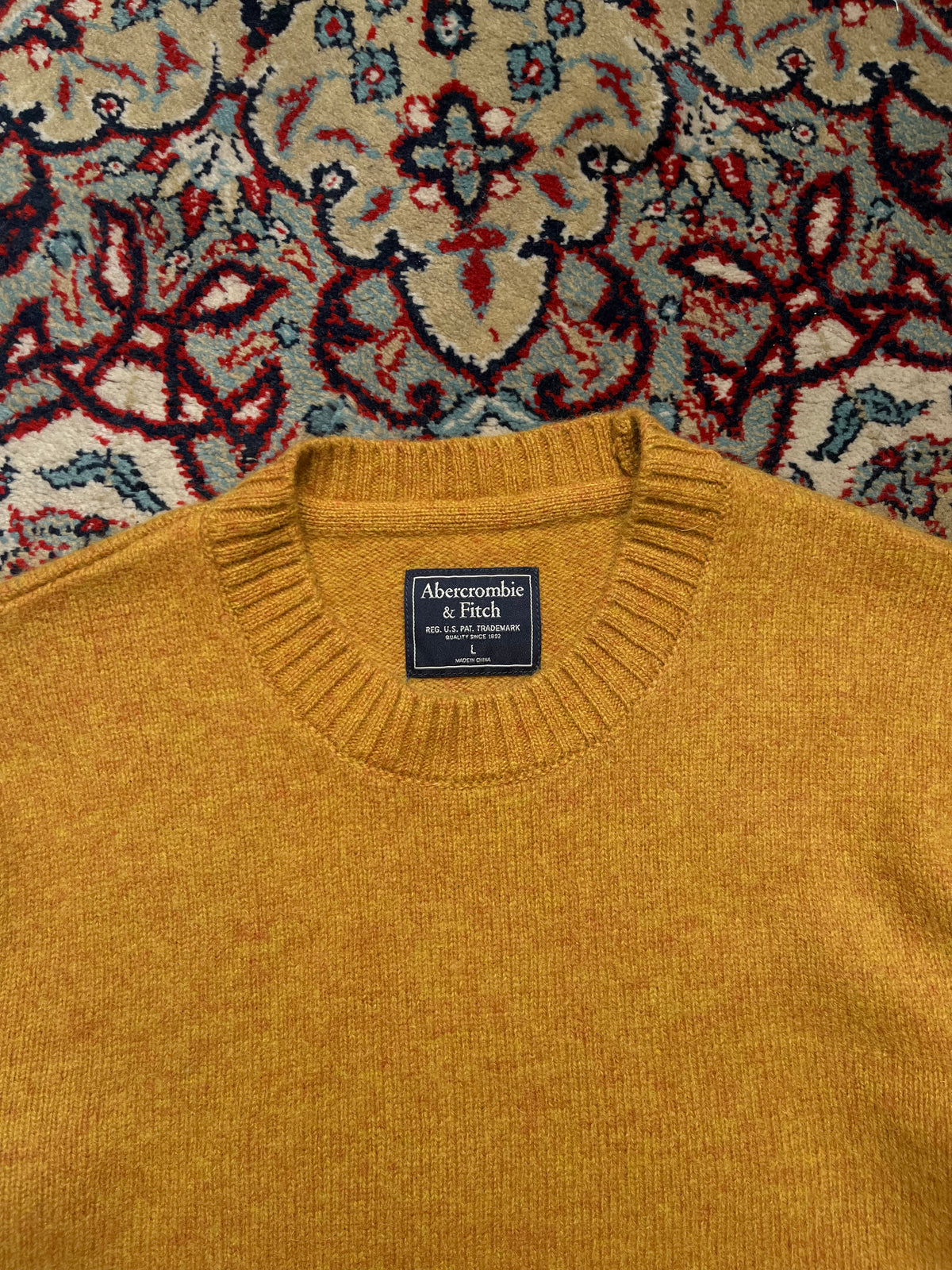 Abercrombie & Fitch Wool Mustard Yellow Crewneck Pullover Sweater - L