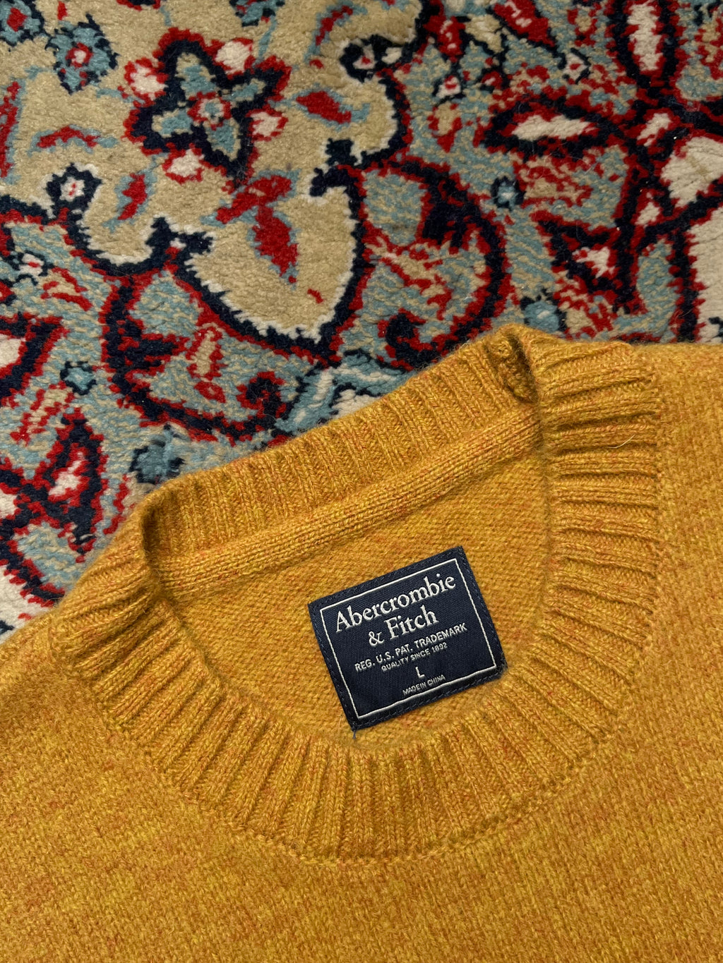 Abercrombie & Fitch Wool Mustard Yellow Crewneck Pullover Sweater - L