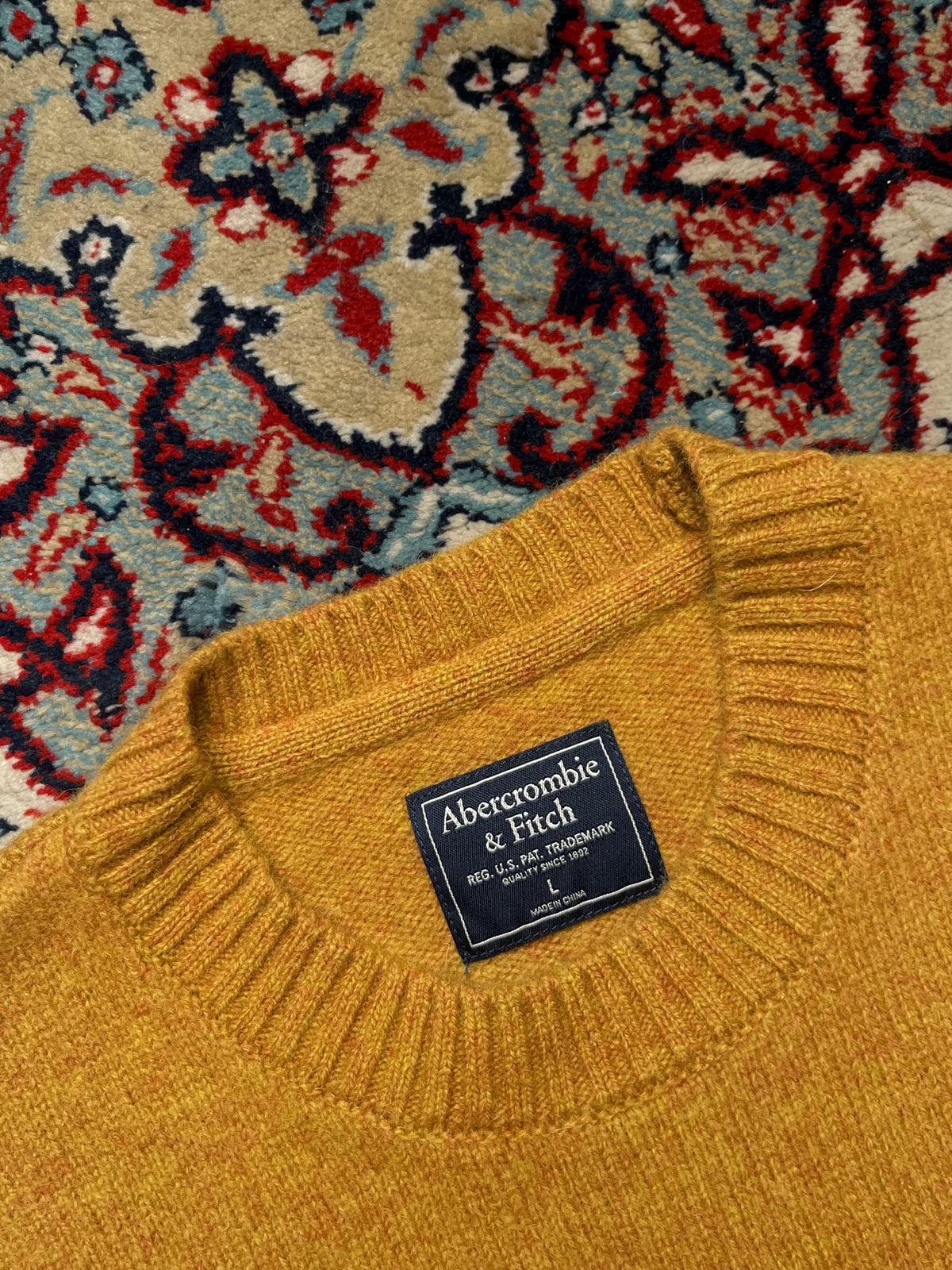 Abercrombie & Fitch Wool Mustard Yellow Crewneck Pullover Sweater - L