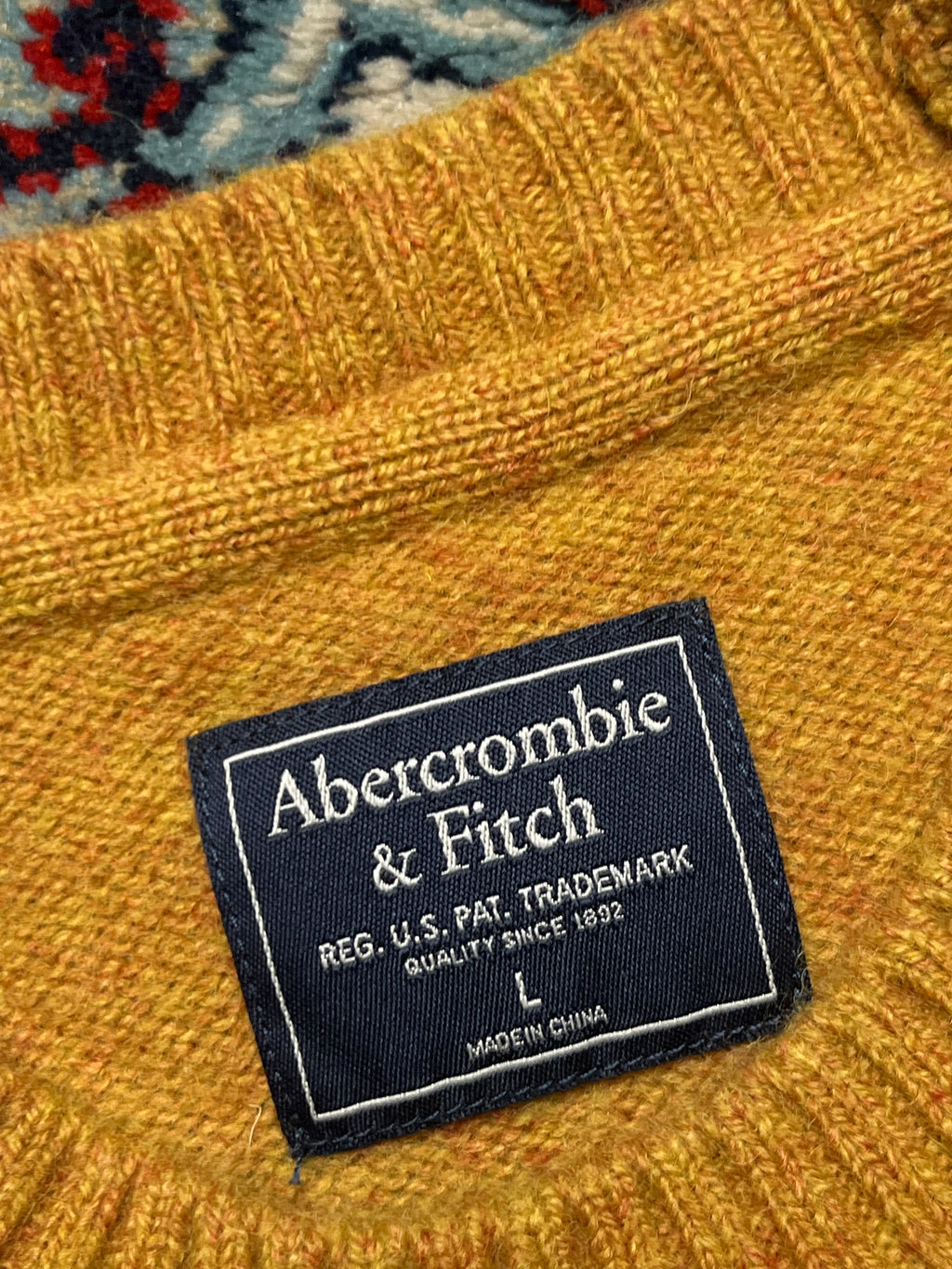 Abercrombie & Fitch Wool Mustard Yellow Crewneck Pullover Sweater - L