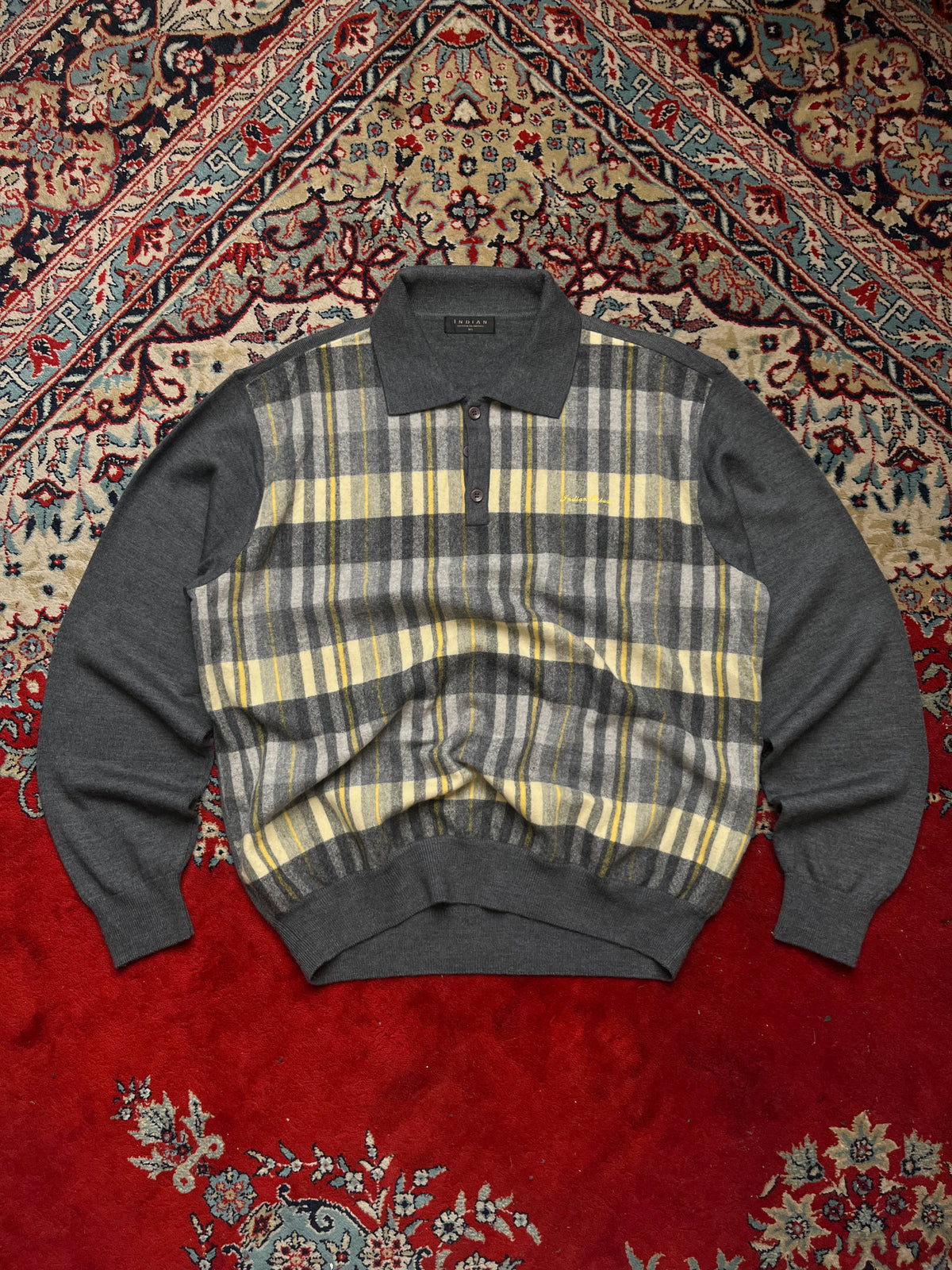Vintage Indian Return To Nature Wool Polo Knit Sweater - L