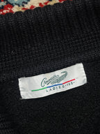 Crocodile Black Collared Full Zip Heavy Knit Cardigan - M