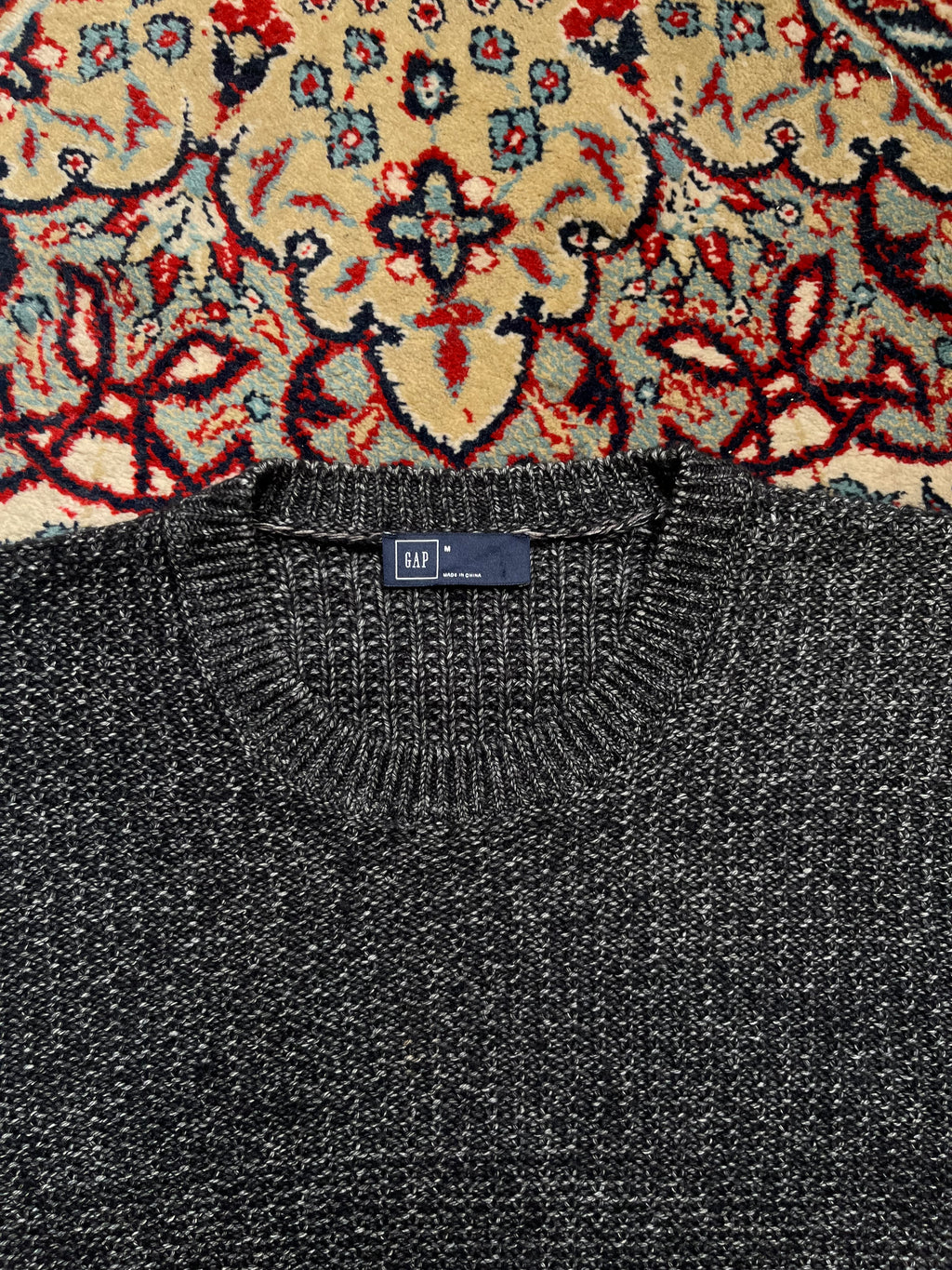 GAP Charcoal Marled Chunky Ribbed Knit Crewneck Sweater - L