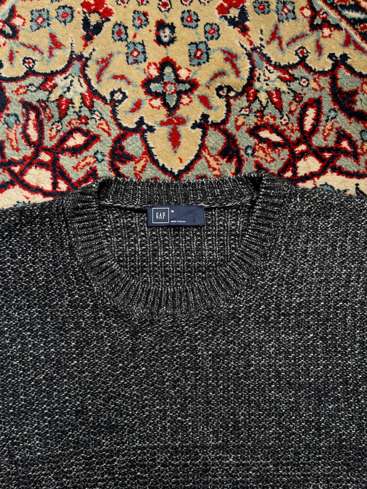 GAP Charcoal Marled Chunky Ribbed Knit Crewneck Sweater - L