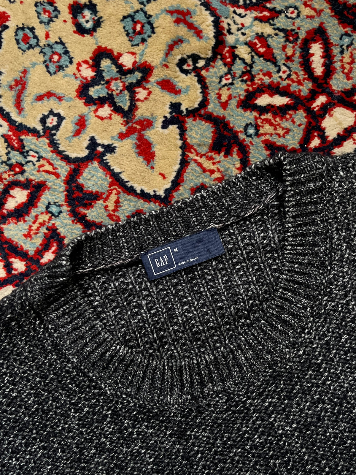 GAP Charcoal Marled Chunky Ribbed Knit Crewneck Sweater - L
