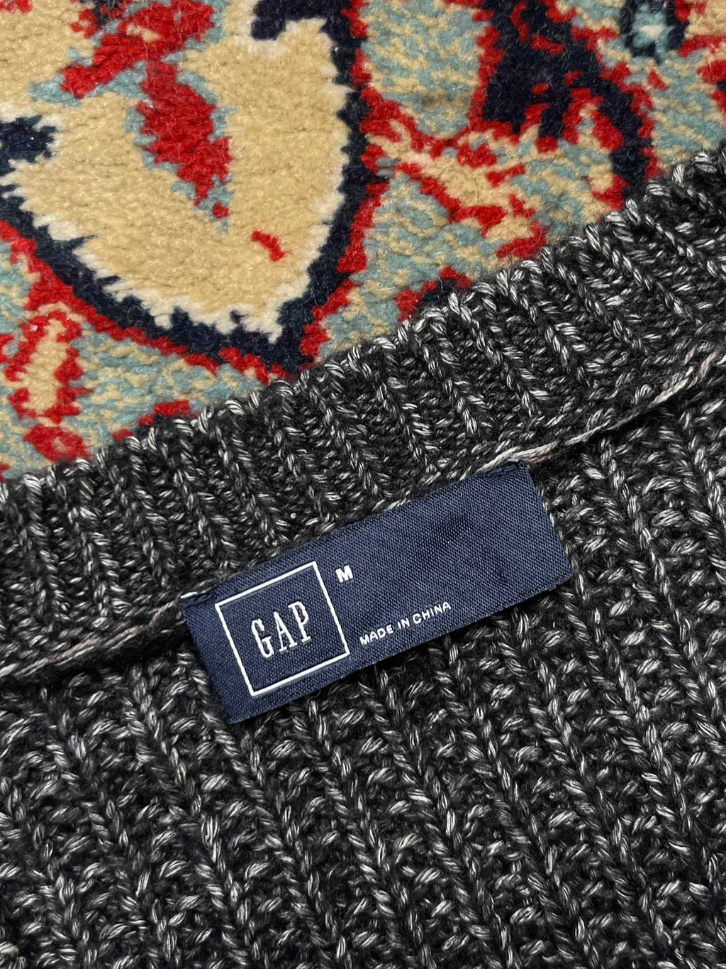 GAP Charcoal Marled Chunky Ribbed Knit Crewneck Sweater - L
