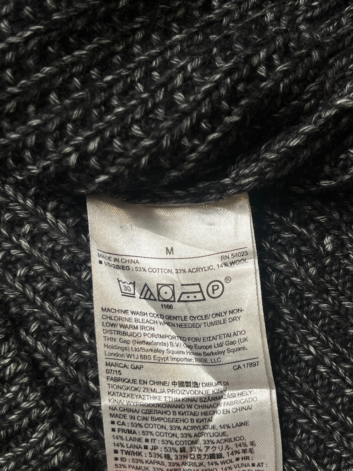 GAP Charcoal Marled Chunky Ribbed Knit Crewneck Sweater - L