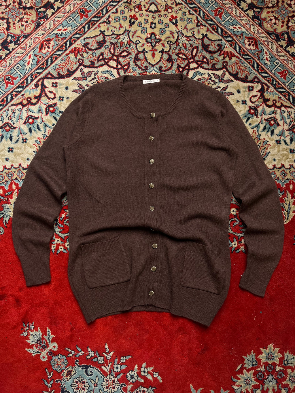WoolOvers Lambswool Brown Knit Cardigan - M