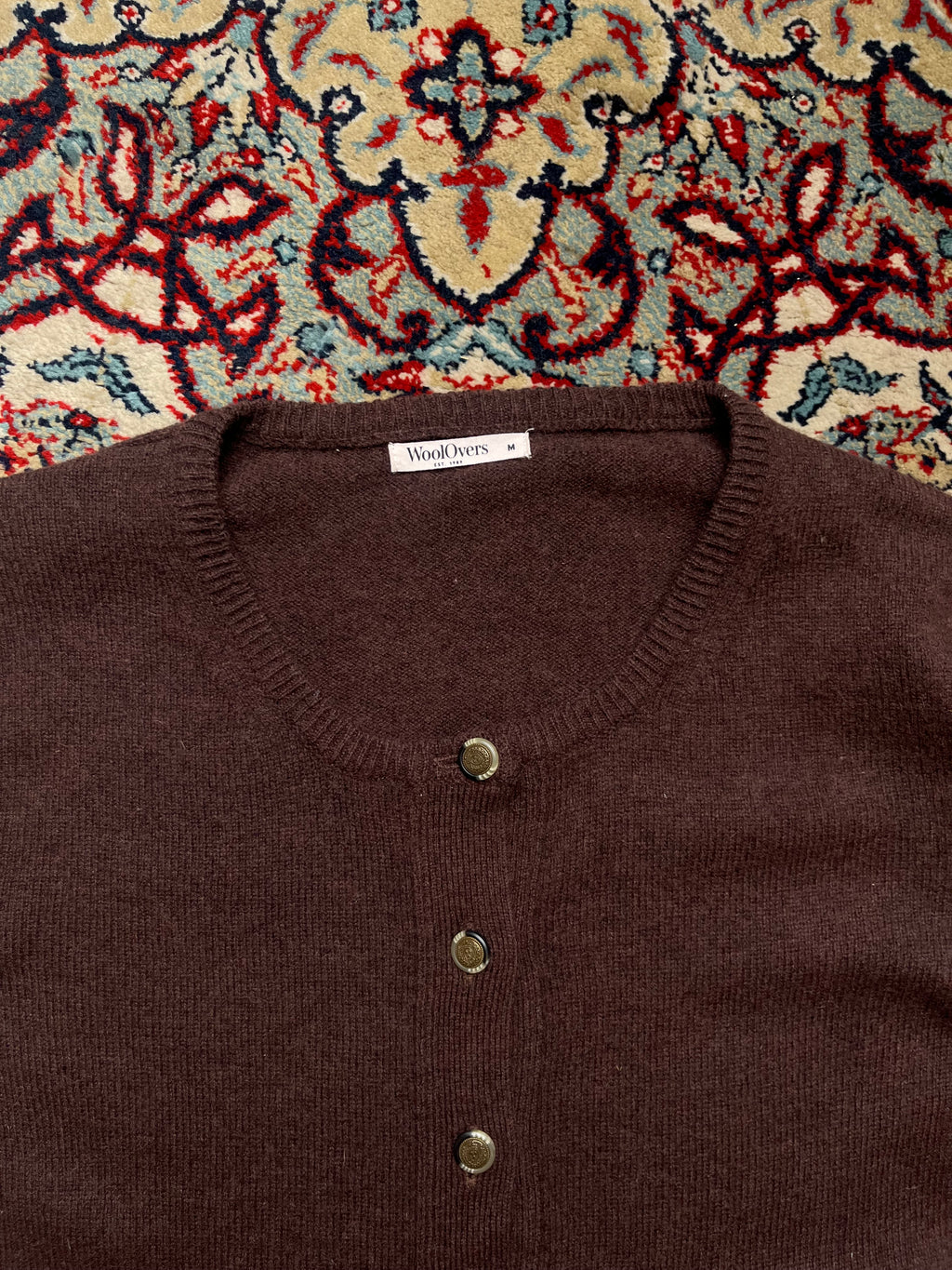 WoolOvers Lambswool Brown Knit Cardigan - M