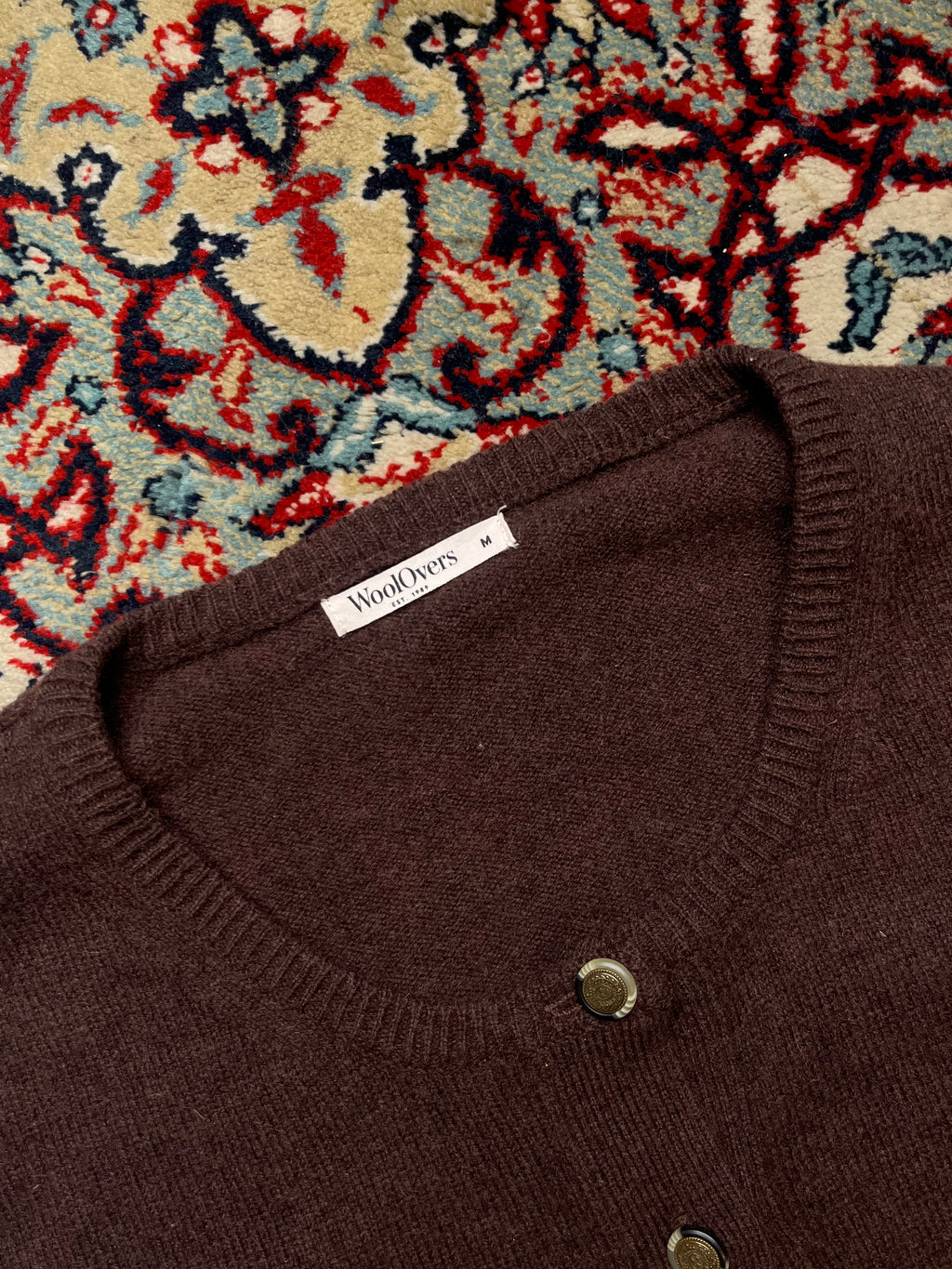 WoolOvers Lambswool Brown Knit Cardigan - M