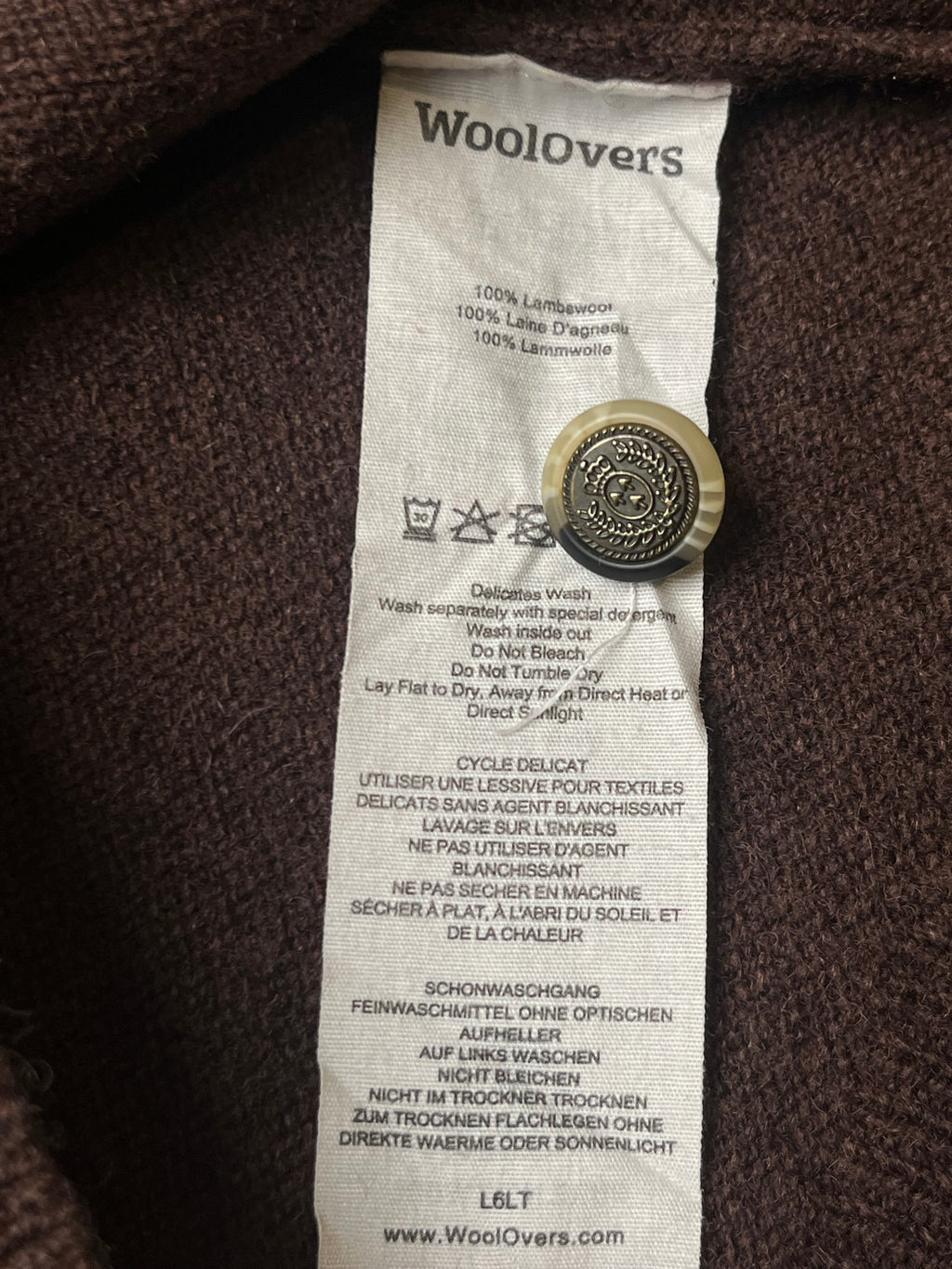 WoolOvers Lambswool Brown Knit Cardigan - M