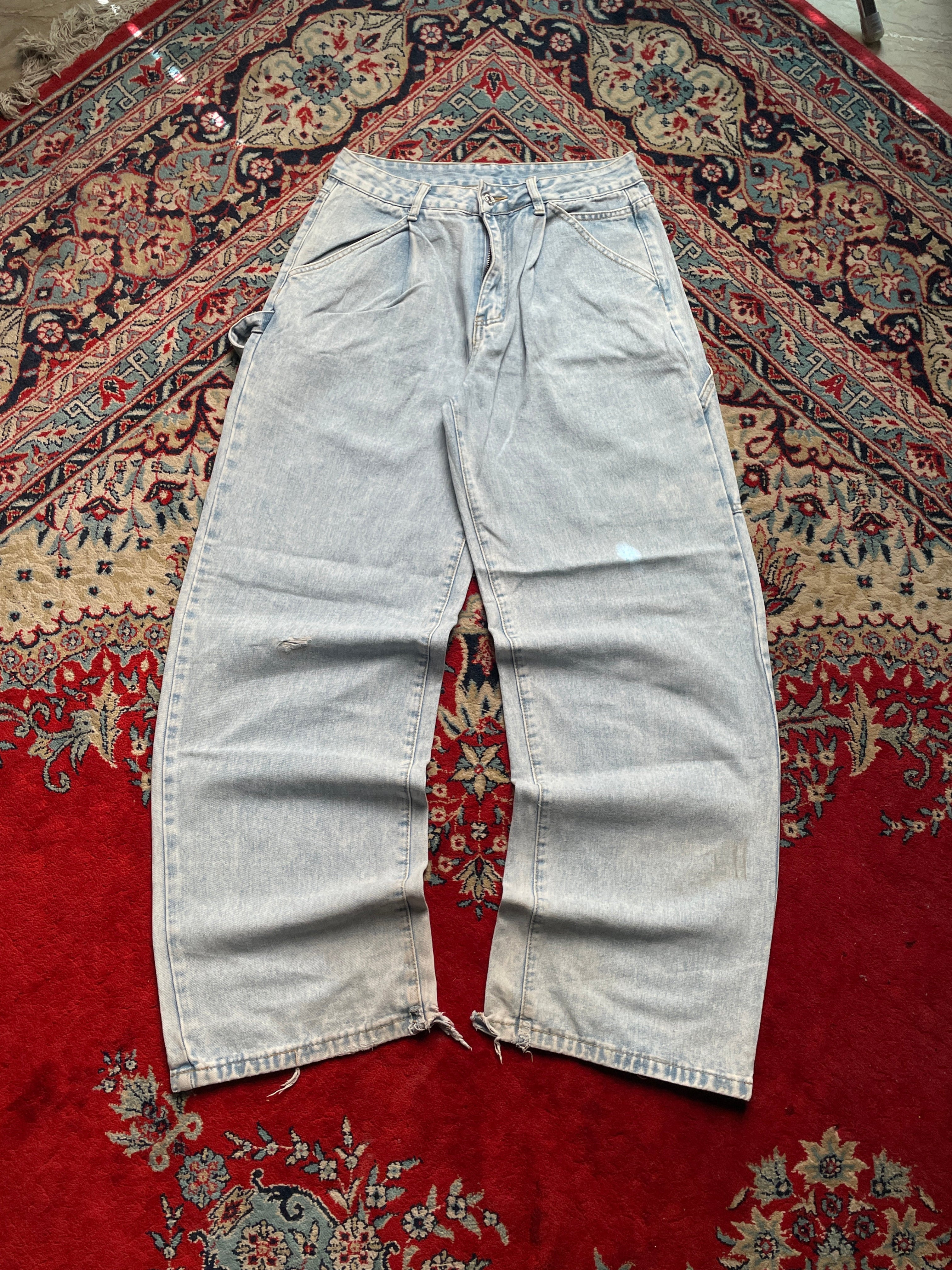 Vintage Baggy Carpenter Light Wash Distressed Workwear JEANS - 28