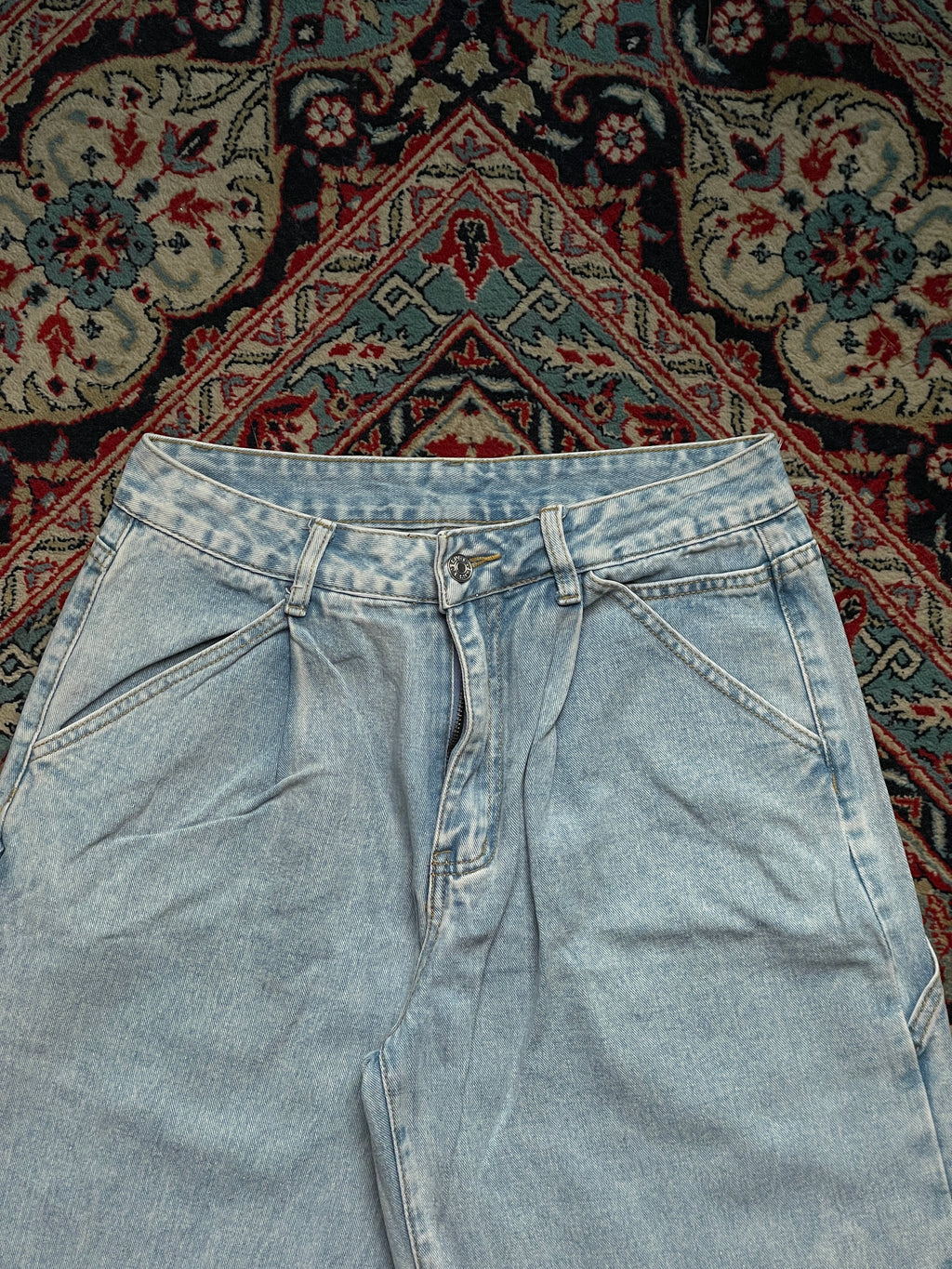 Vintage Baggy Carpenter Light Wash Distressed Workwear JEANS - 28