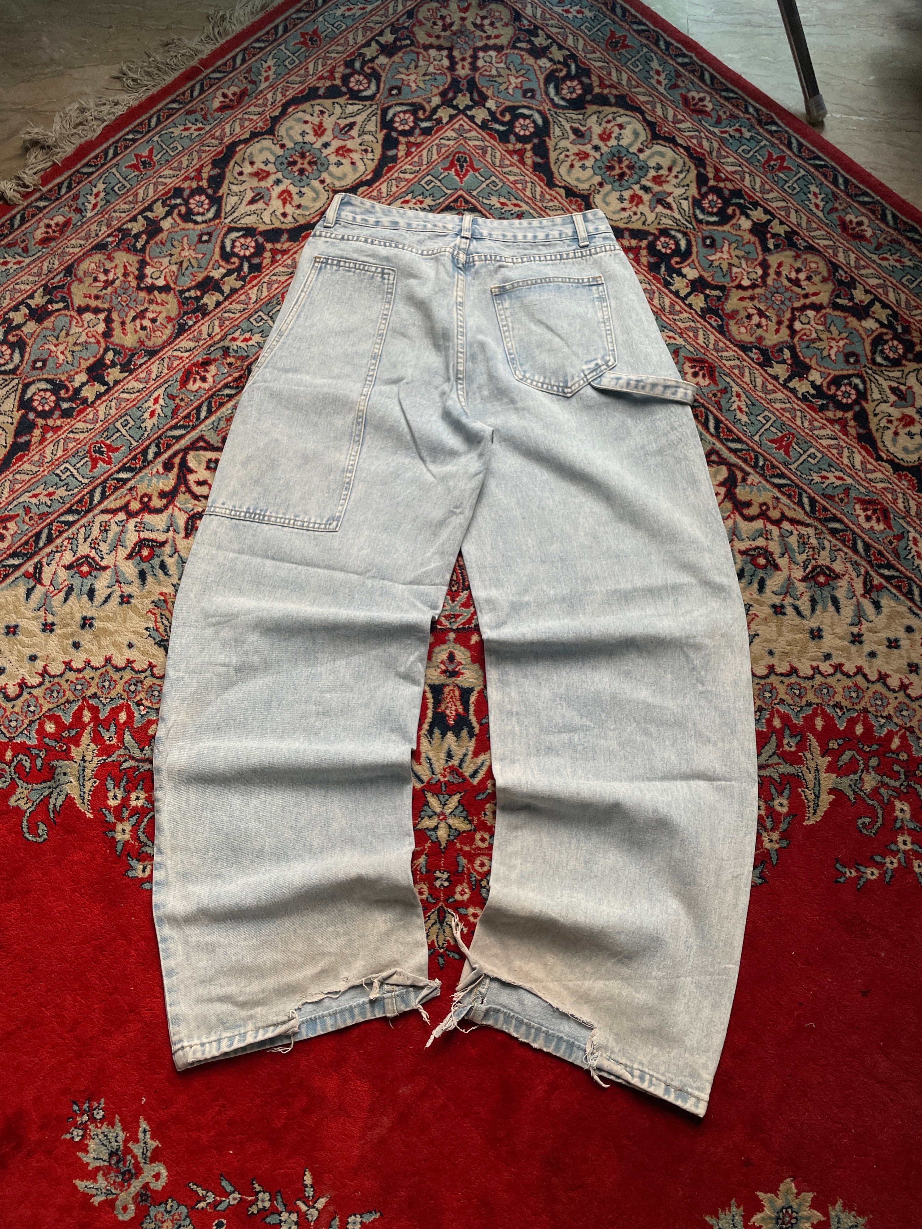 Vintage Baggy Carpenter Light Wash Distressed Workwear JEANS - 28