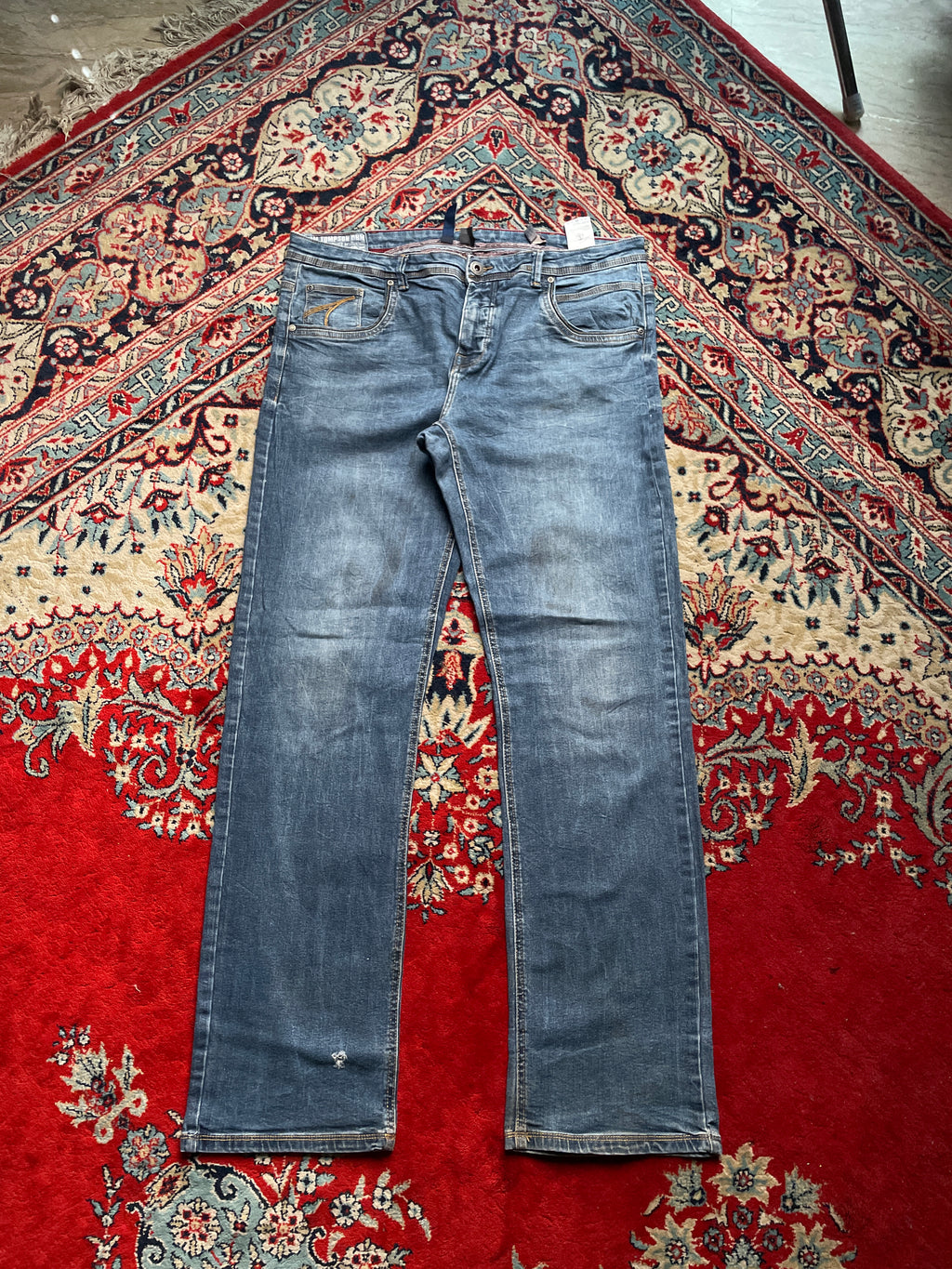 TOM THOMPSON Blue Stonewash Regular Fit Denim JEANS - 36
