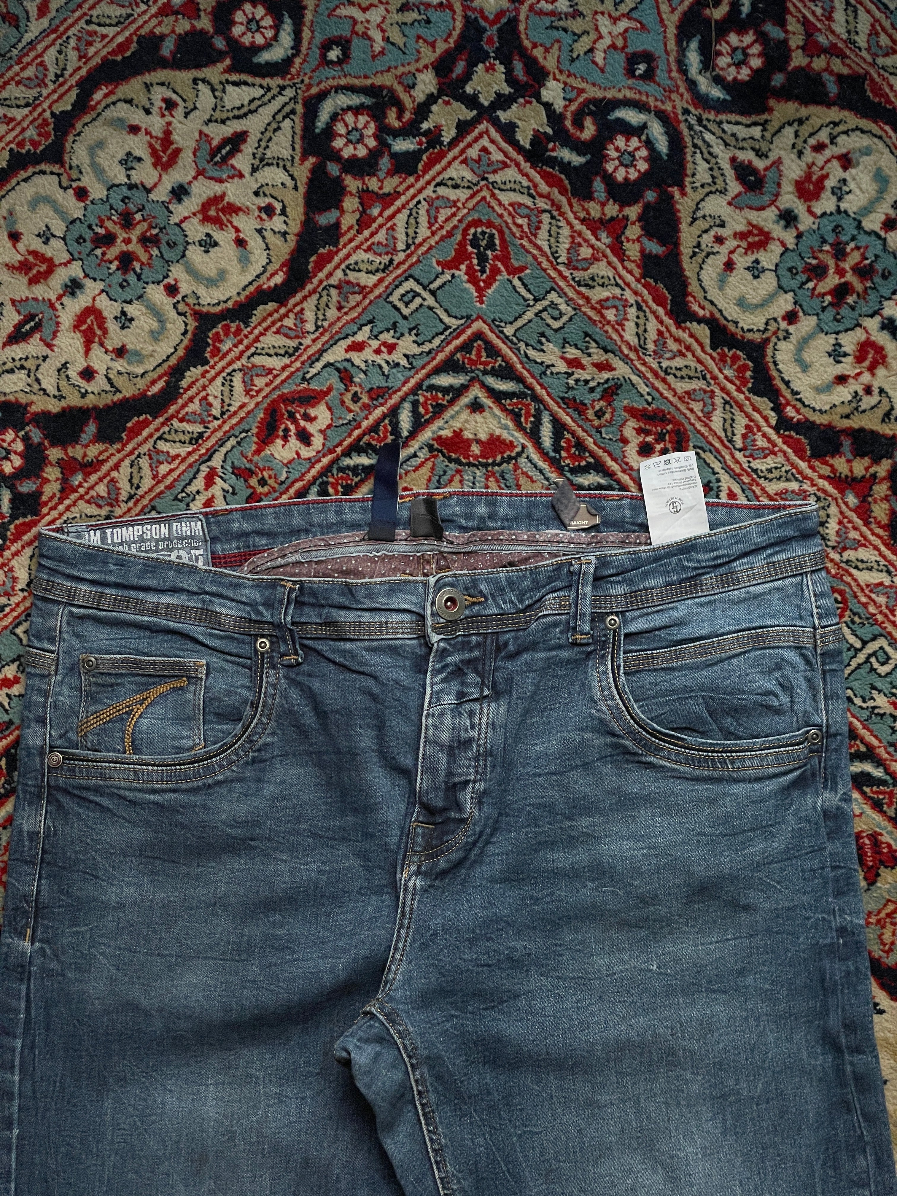 TOM THOMPSON Blue Stonewash Regular Fit Denim JEANS - 36