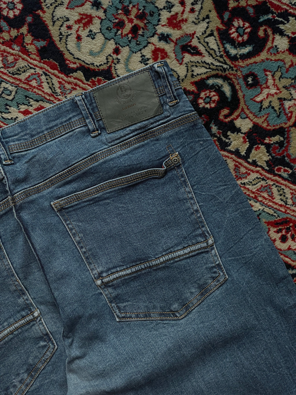 TOM THOMPSON Blue Stonewash Regular Fit Denim JEANS - 36