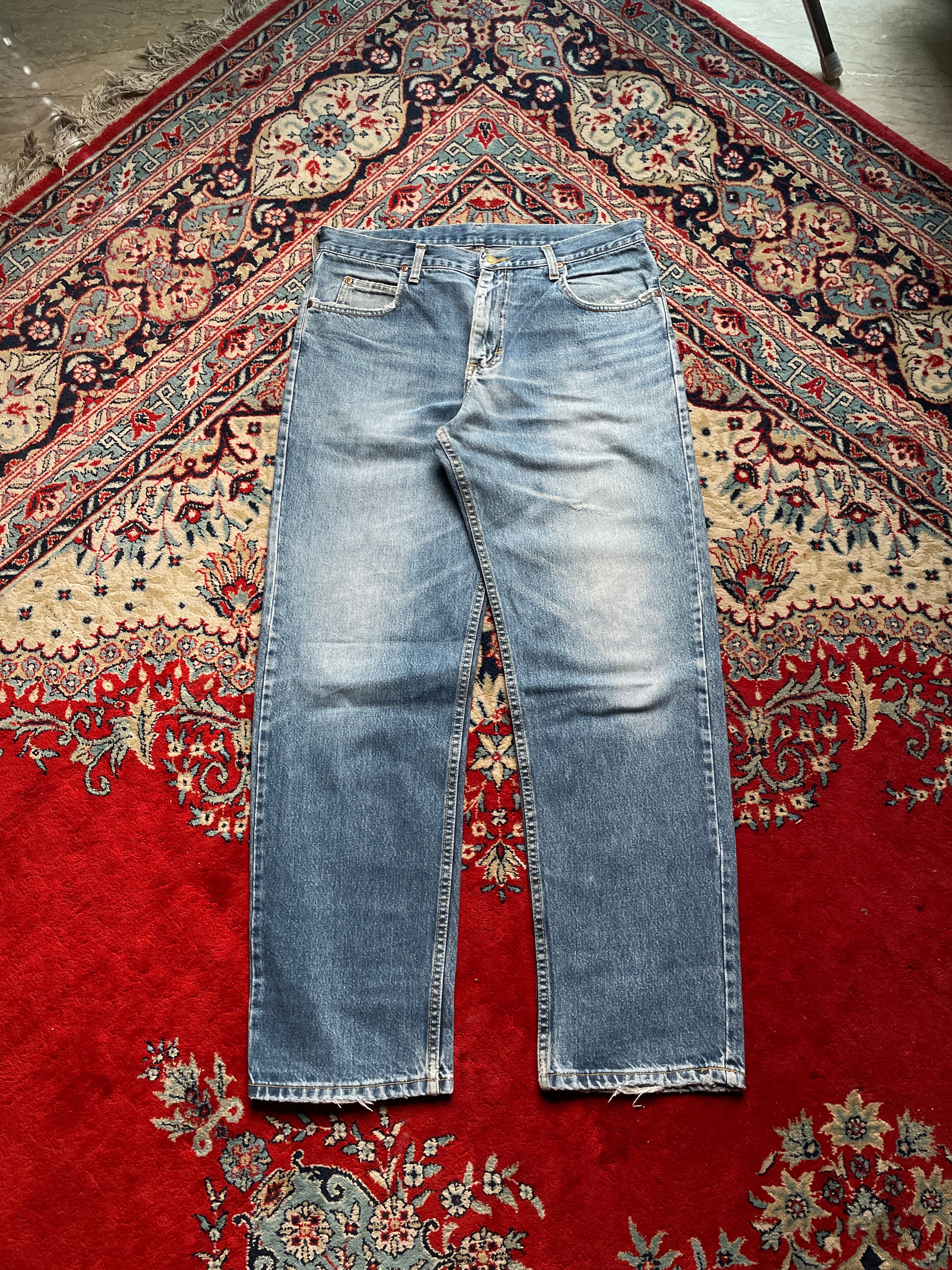 Vintage Lee Riders Light Wash Distressed Straight FIT Denim JEANS - 34