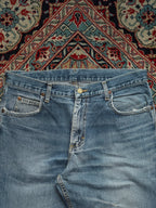 Vintage Lee Riders Light Wash Distressed Straight FIT Denim JEANS - 34