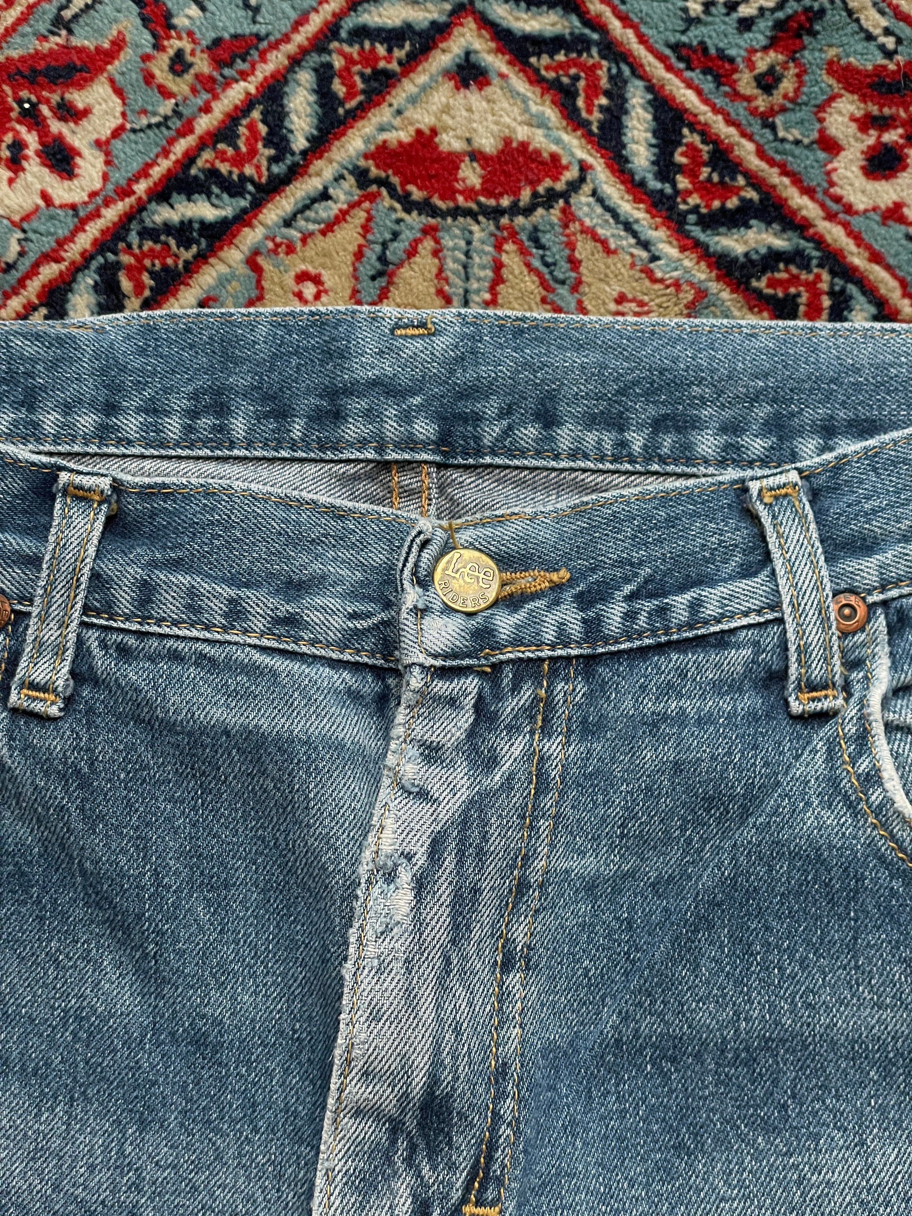 Vintage Lee Riders Light Wash Distressed Straight FIT Denim JEANS - 34
