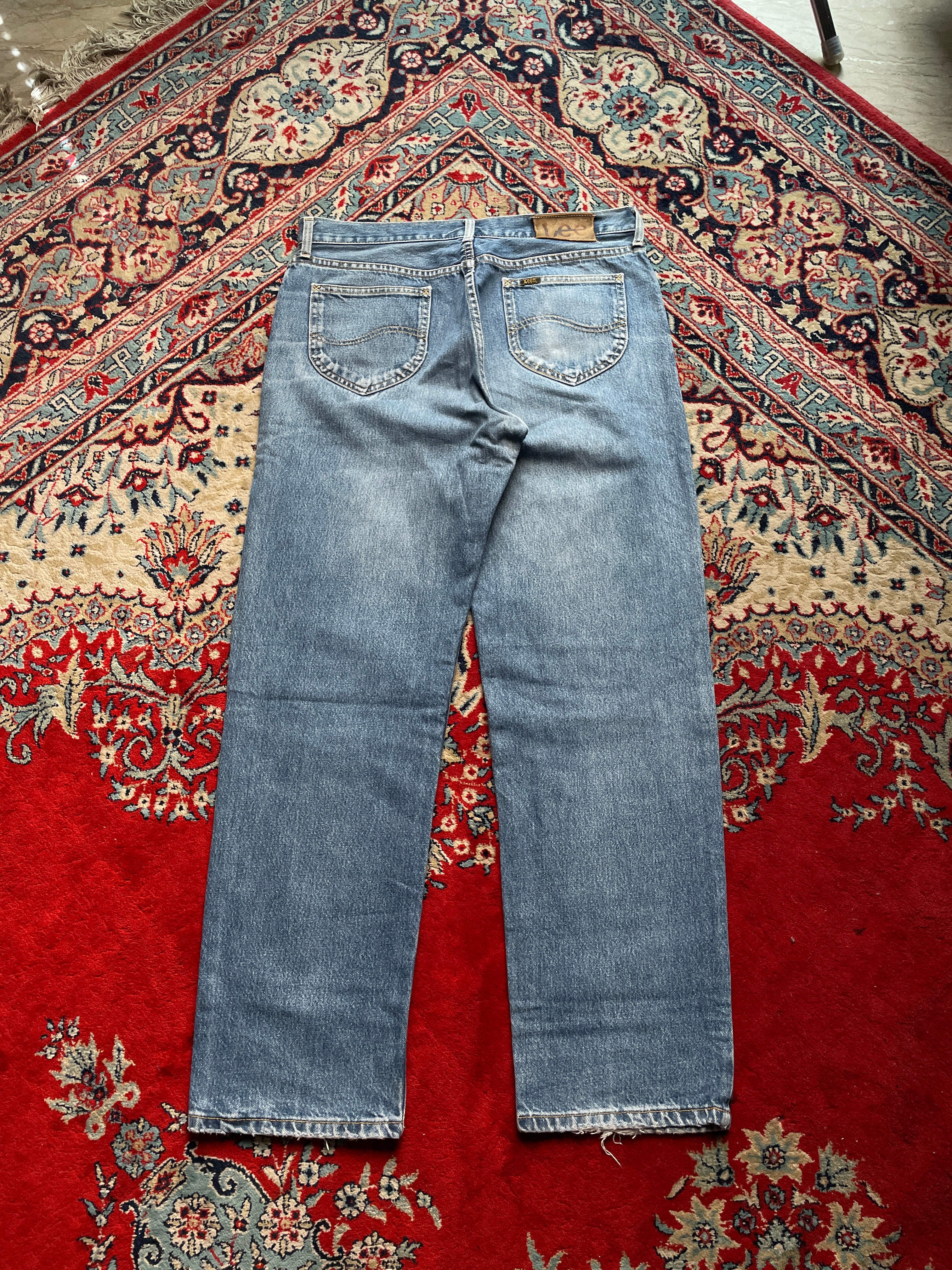Vintage Lee Riders Light Wash Distressed Straight FIT Denim JEANS - 34