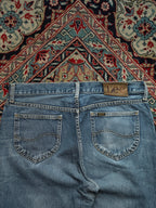 Vintage Lee Riders Light Wash Distressed Straight FIT Denim JEANS - 34