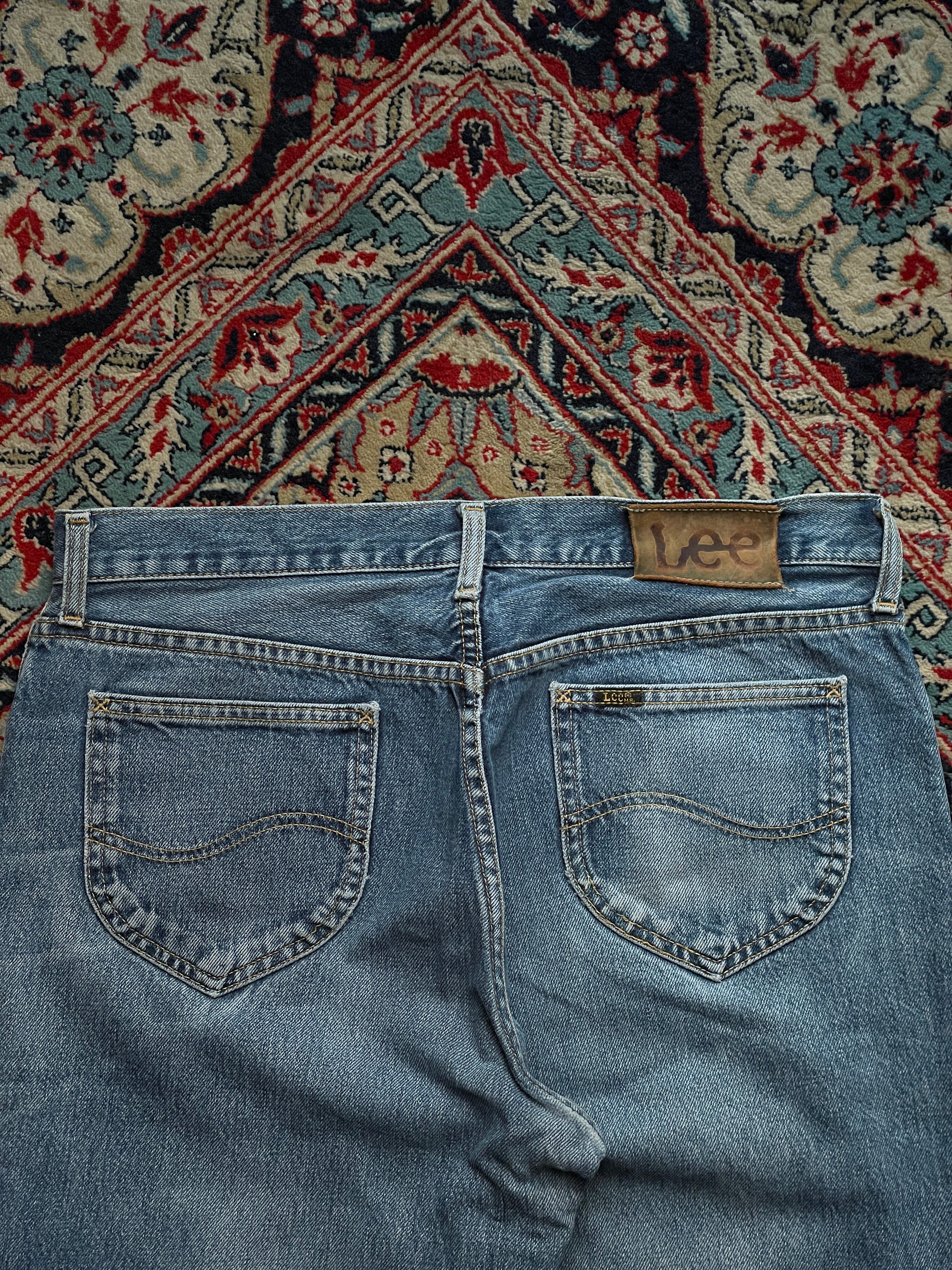 Vintage Lee Riders Light Wash Distressed Straight FIT Denim JEANS - 34