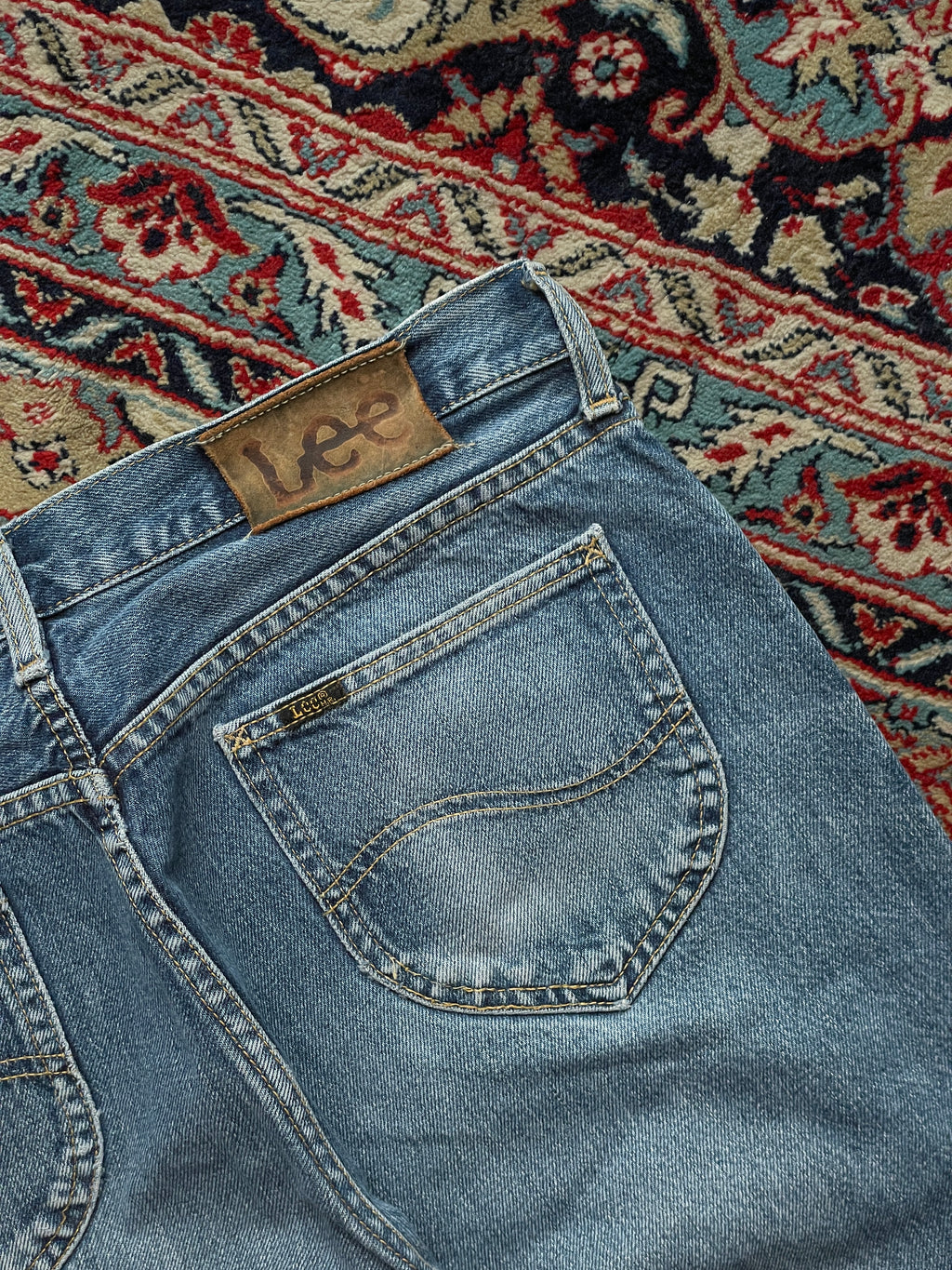 Vintage Lee Riders Light Wash Distressed Straight FIT Denim JEANS - 34