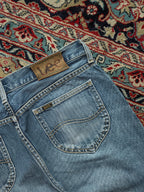 Vintage Lee Riders Light Wash Distressed Straight FIT Denim JEANS - 34