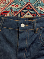 Vintage Dark Indigo Raw Denim Contrast Stitch HEAVYWEIGHT Boxy RELAXED FIT JEANS - 30