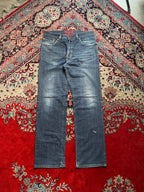 PIERRE CARDIN STRAIGHT Fit Distressed Fade Wash Blue Denim JEANS - 32