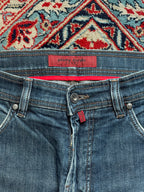 PIERRE CARDIN STRAIGHT Fit Distressed Fade Wash Blue Denim JEANS - 32